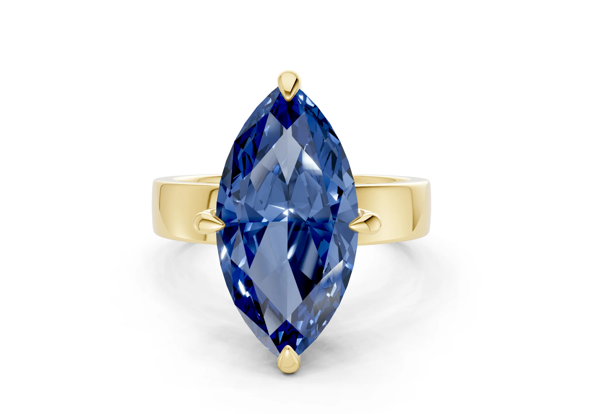 Cascade Sapphire Gemstone Solitaire Marquise Cut 4mm Engagement Ring