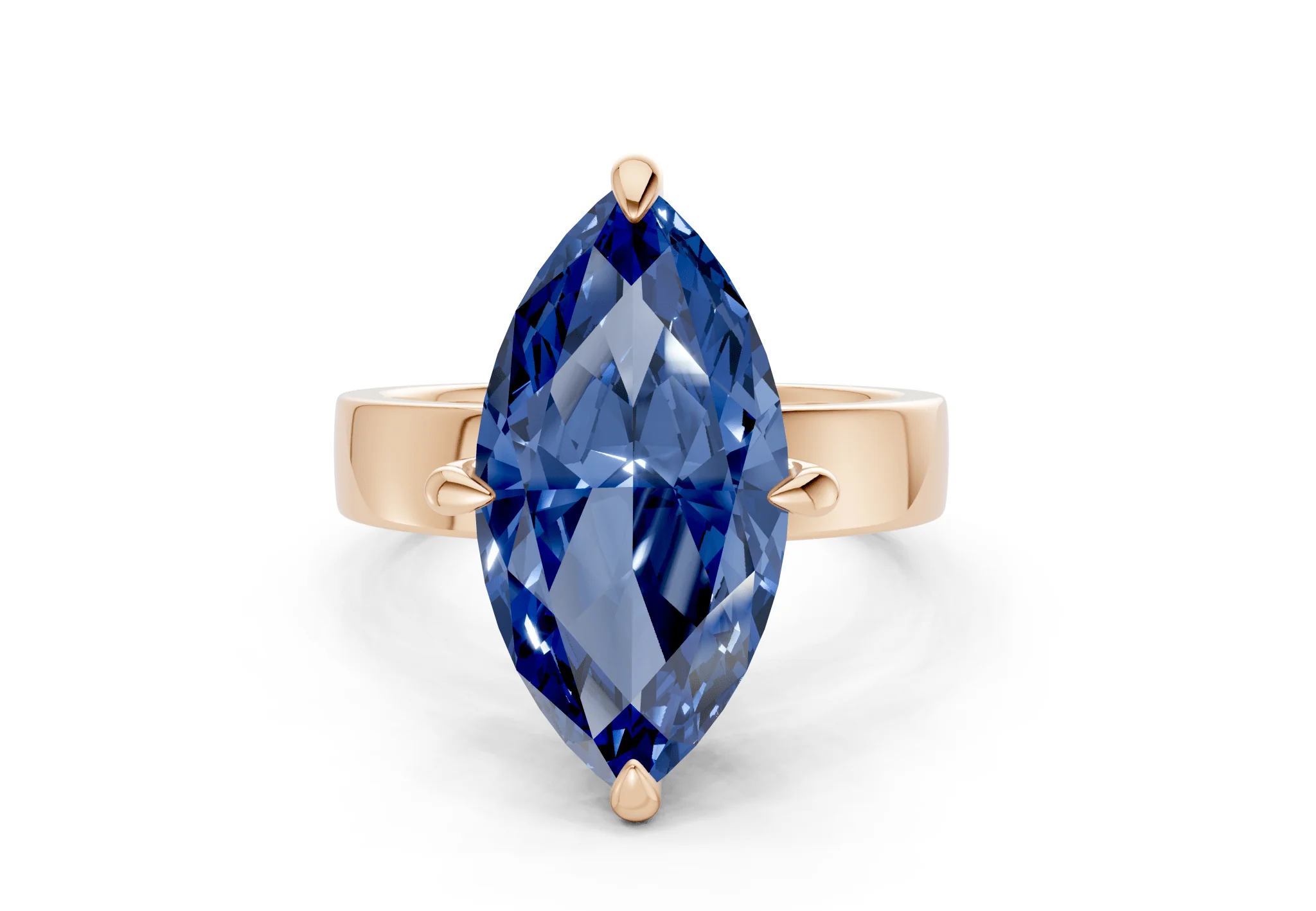 Cascade Sapphire Gemstone Solitaire Marquise Cut 4mm Engagement Ring - Image 4