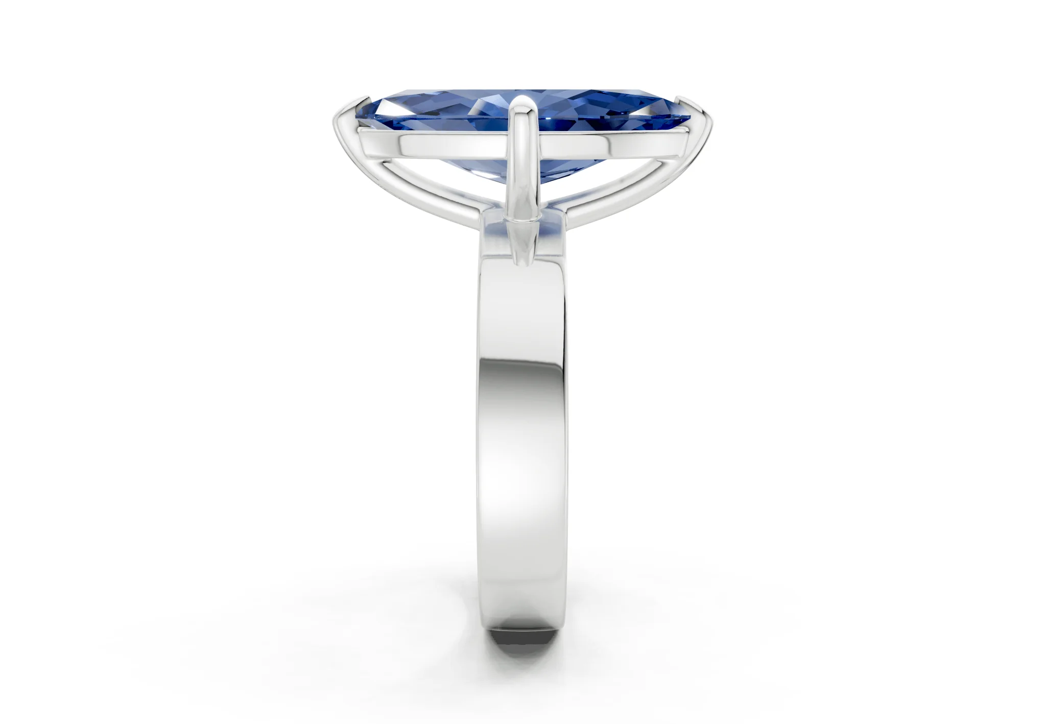 Cascade Sapphire Gemstone Solitaire Marquise Cut 4mm Engagement Ring - Image 9