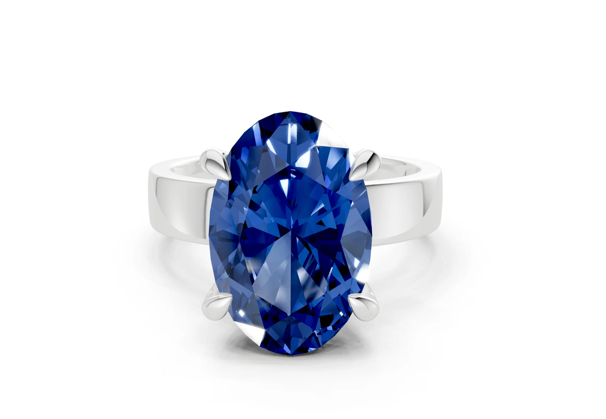 Cascade Sapphire Gemstone Solitaire Oval Cut 4mm Engagement Ring - Image 7