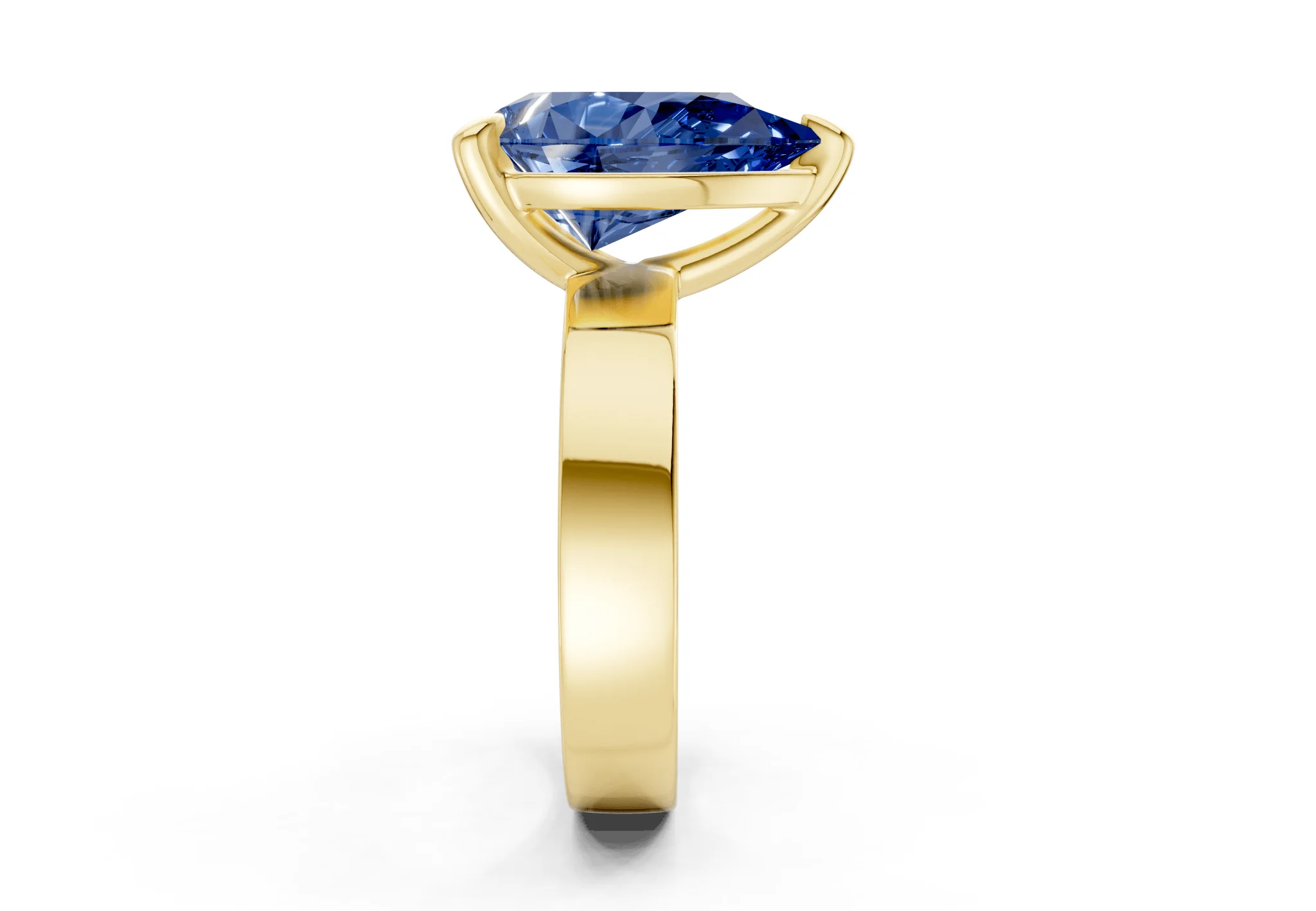 Cascade Sapphire Gemstone Solitaire Pear Cut 4mm Engagement Ring - Image 3