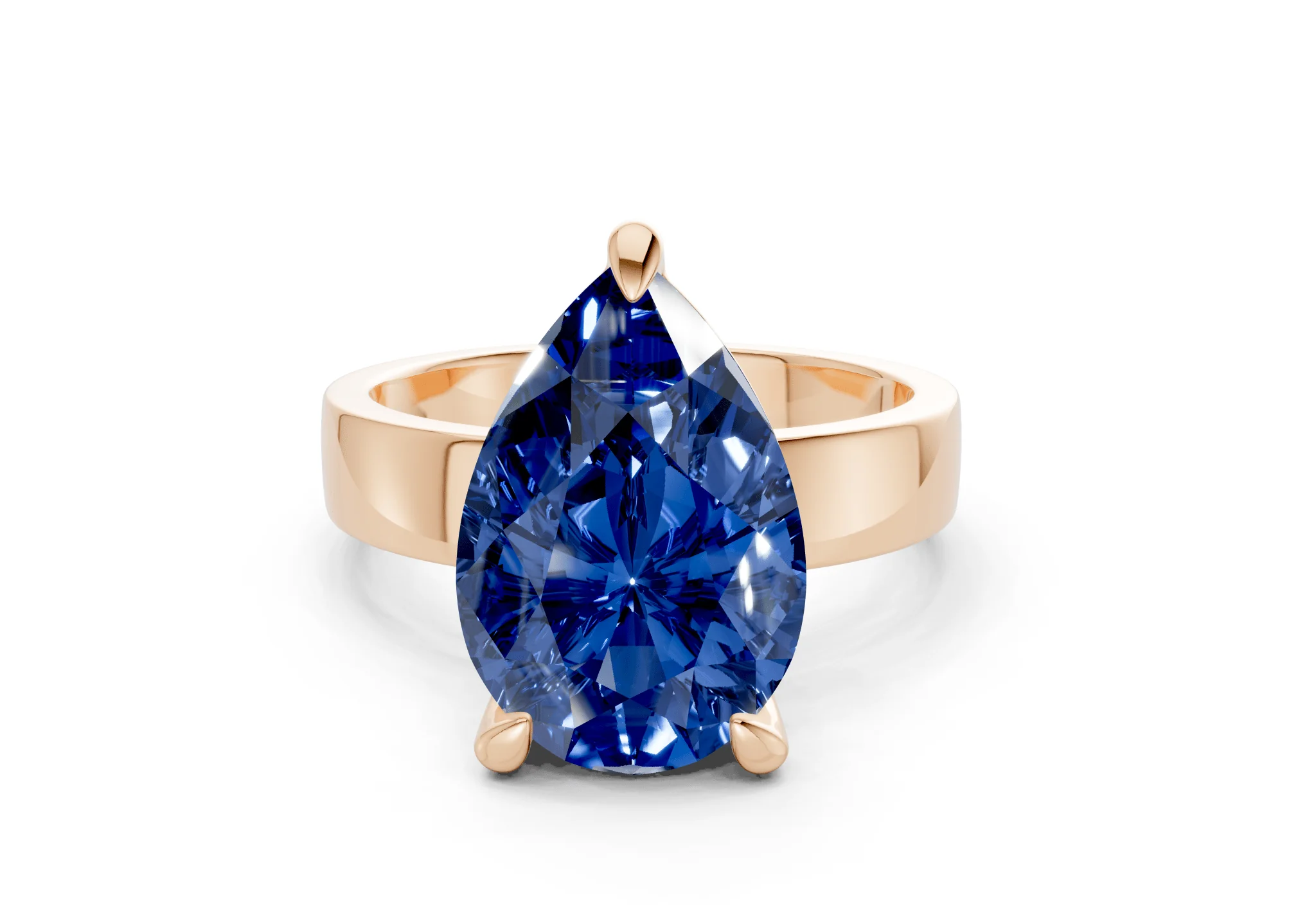 Cascade Sapphire Gemstone Solitaire Pear Cut 4mm Engagement Ring - Image 4