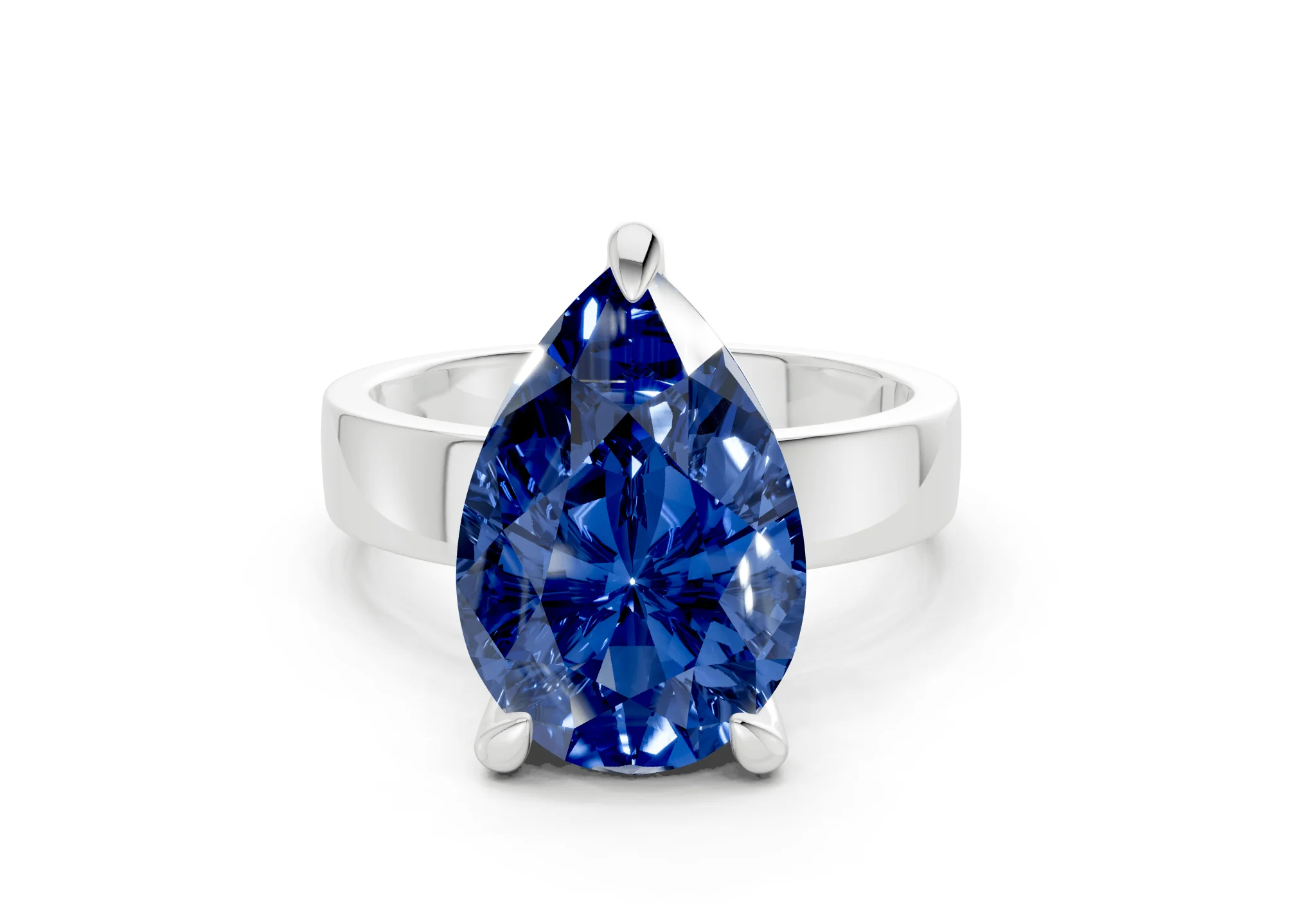 Cascade Sapphire Gemstone Solitaire Pear Cut 4mm Engagement Ring - Image 7