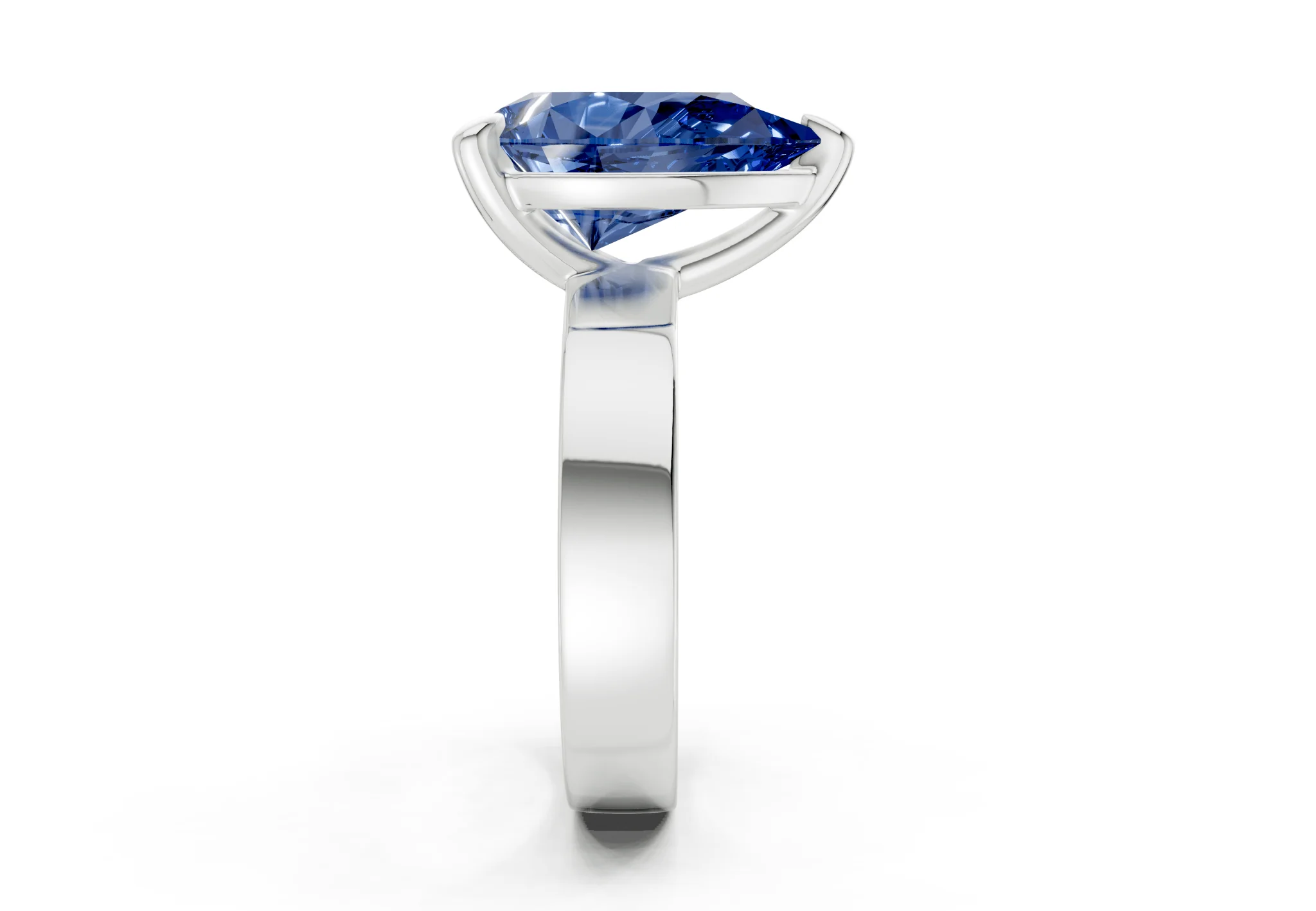 Cascade Sapphire Gemstone Solitaire Pear Cut 4mm Engagement Ring - Image 9