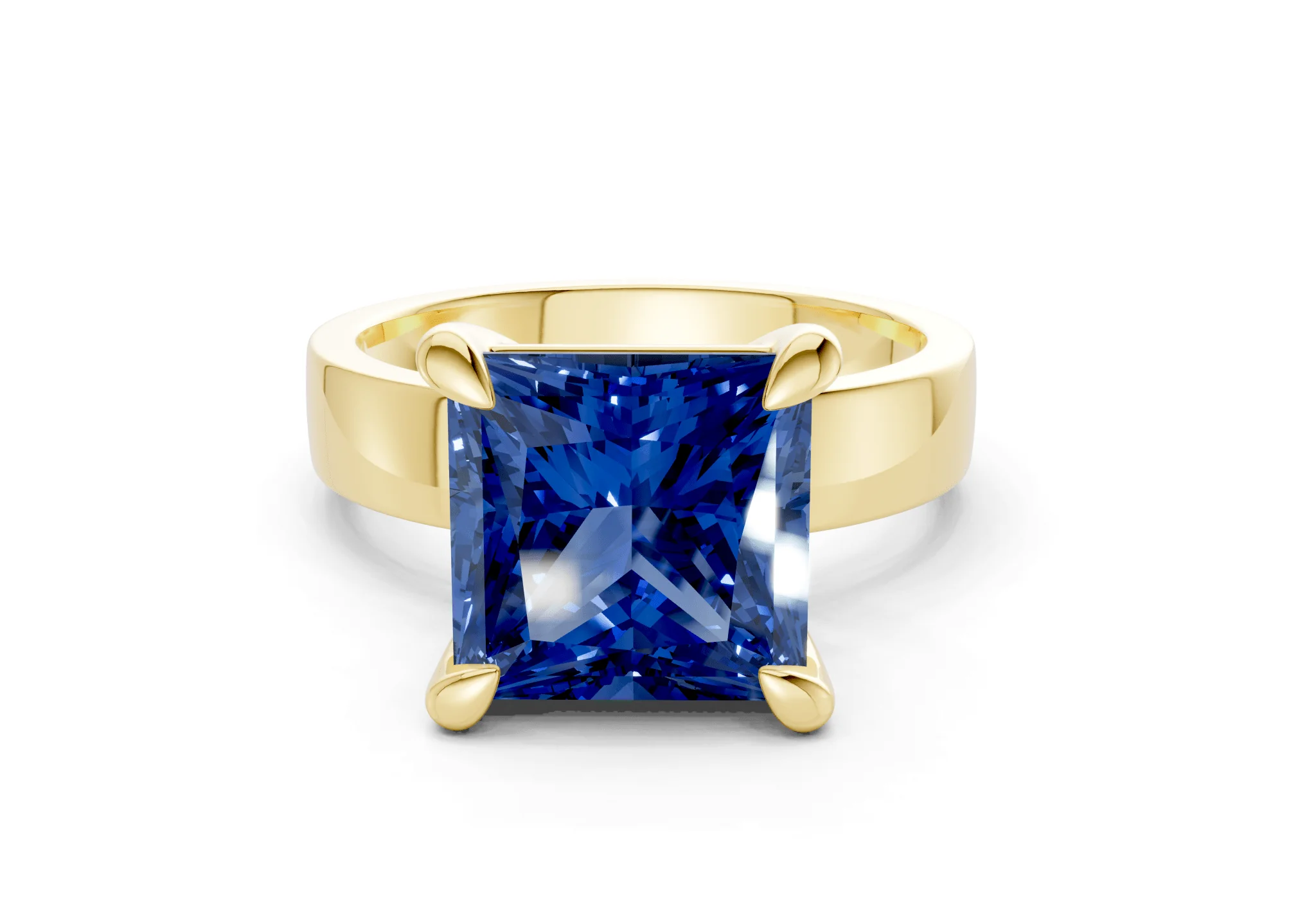Cascade Sapphire Gemstone Solitaire Princess Cut 4mm Engagement Ring