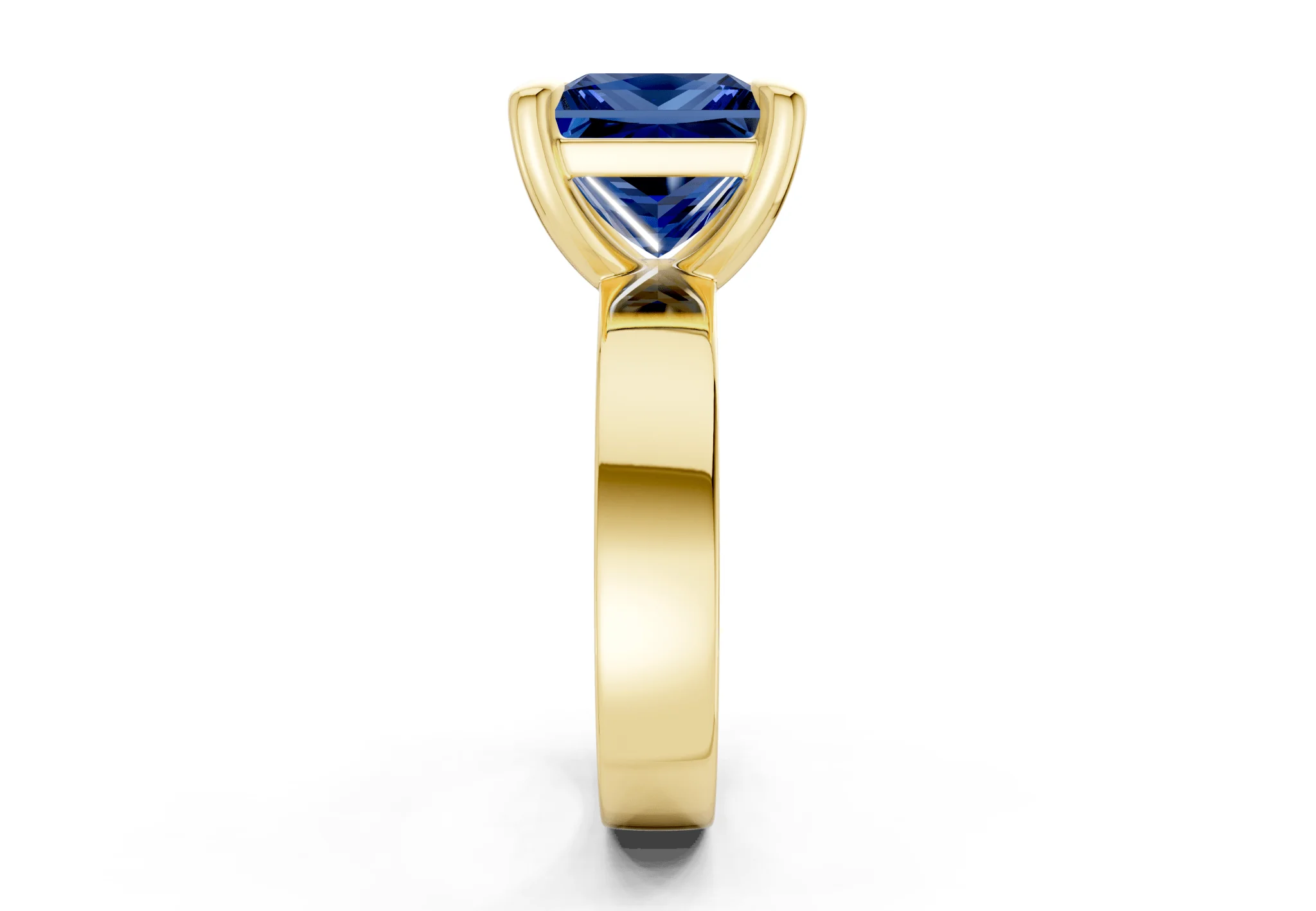 Cascade Sapphire Gemstone Solitaire Princess Cut 4mm Engagement Ring - Image 3