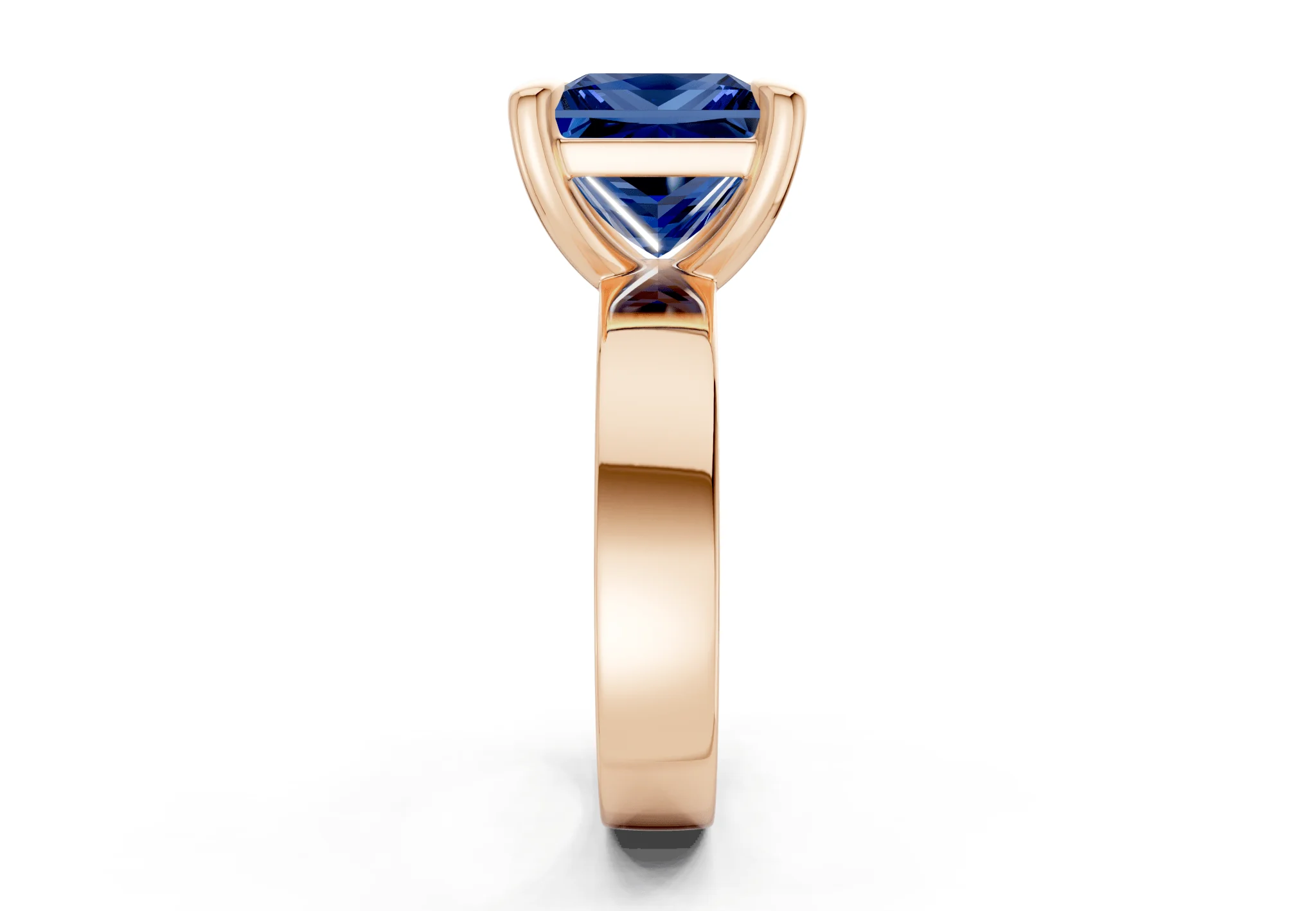 Cascade Sapphire Gemstone Solitaire Princess Cut 4mm Engagement Ring - Image 6
