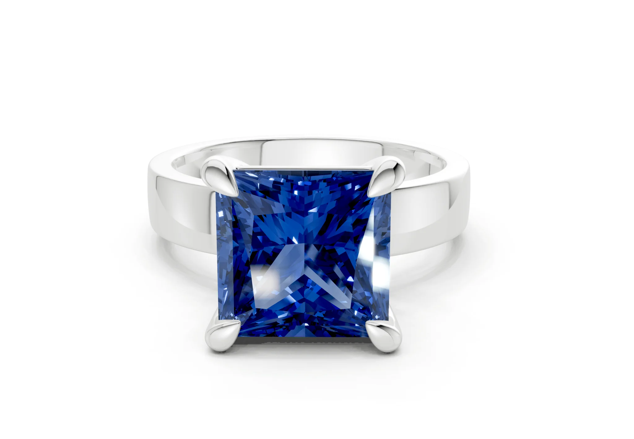 Cascade Sapphire Gemstone Solitaire Princess Cut 4mm Engagement Ring - Image 7