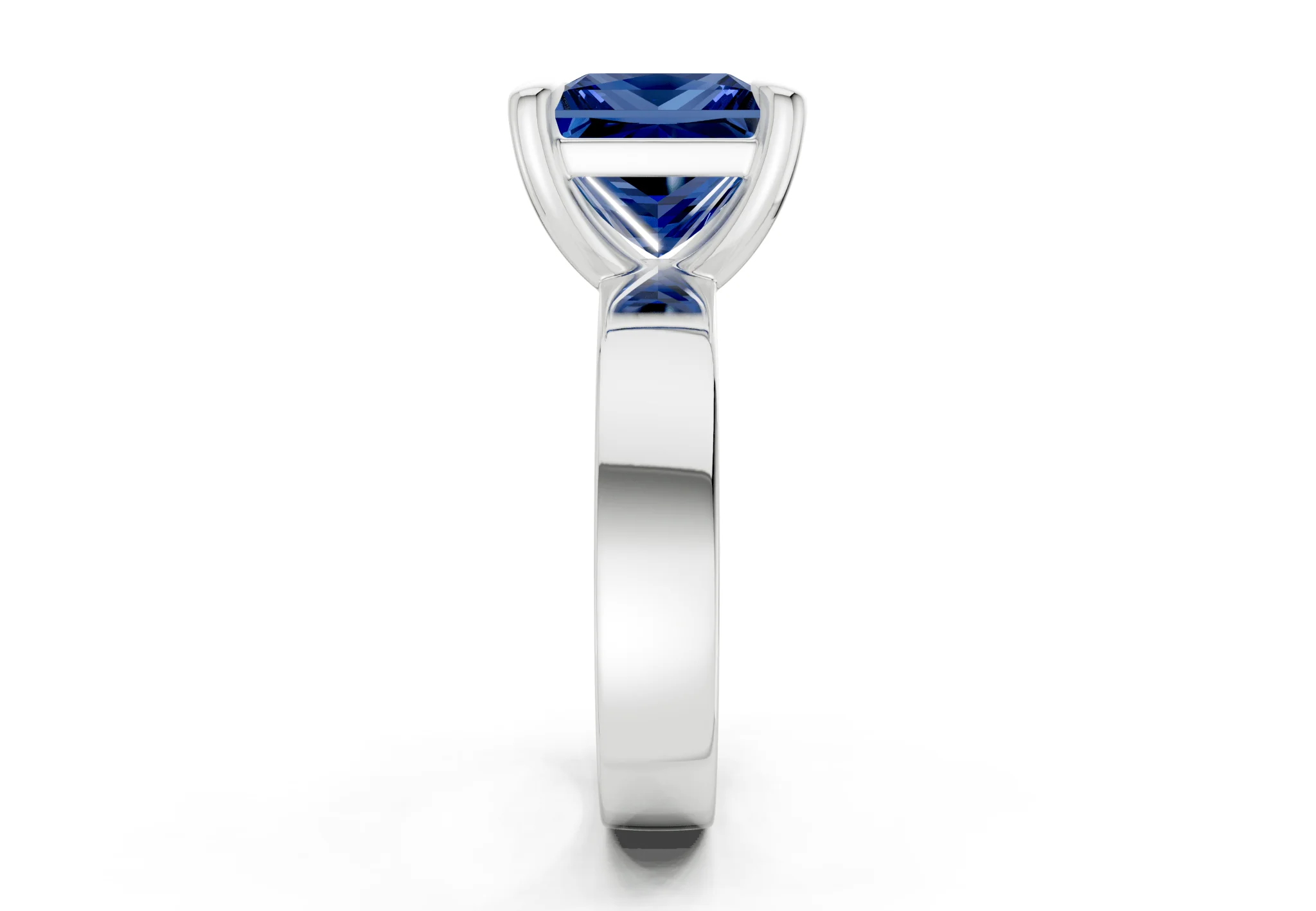Cascade Sapphire Gemstone Solitaire Princess Cut 4mm Engagement Ring - Image 9