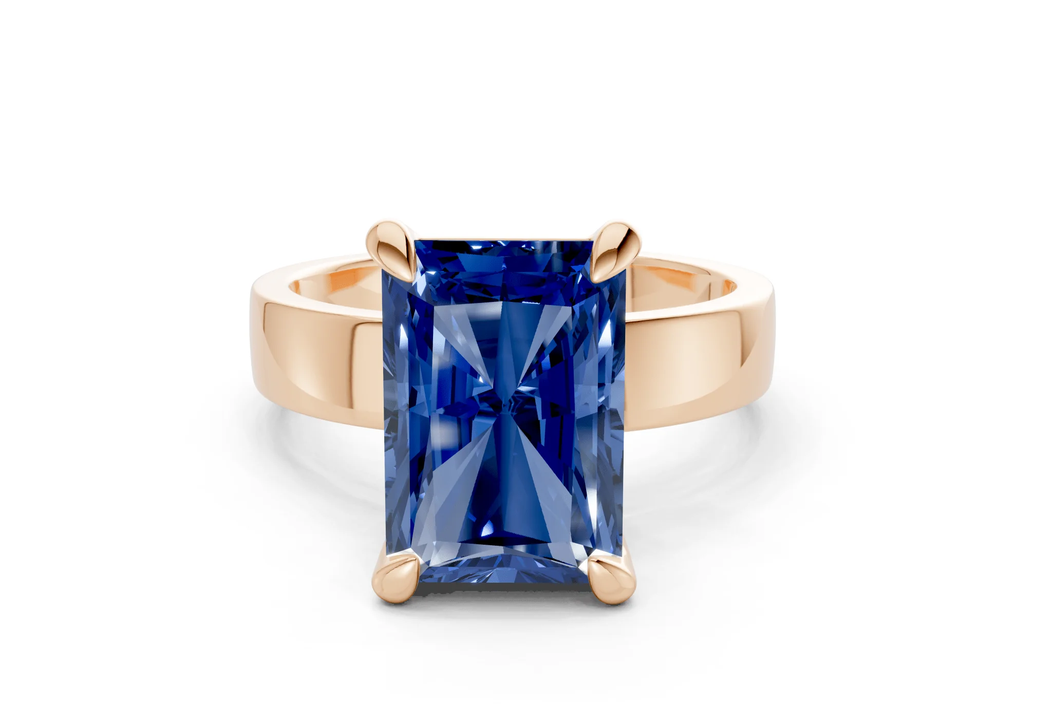 Cascade Sapphire Gemstone Solitaire Radiant Cut 4mm Engagement Ring - Image 4