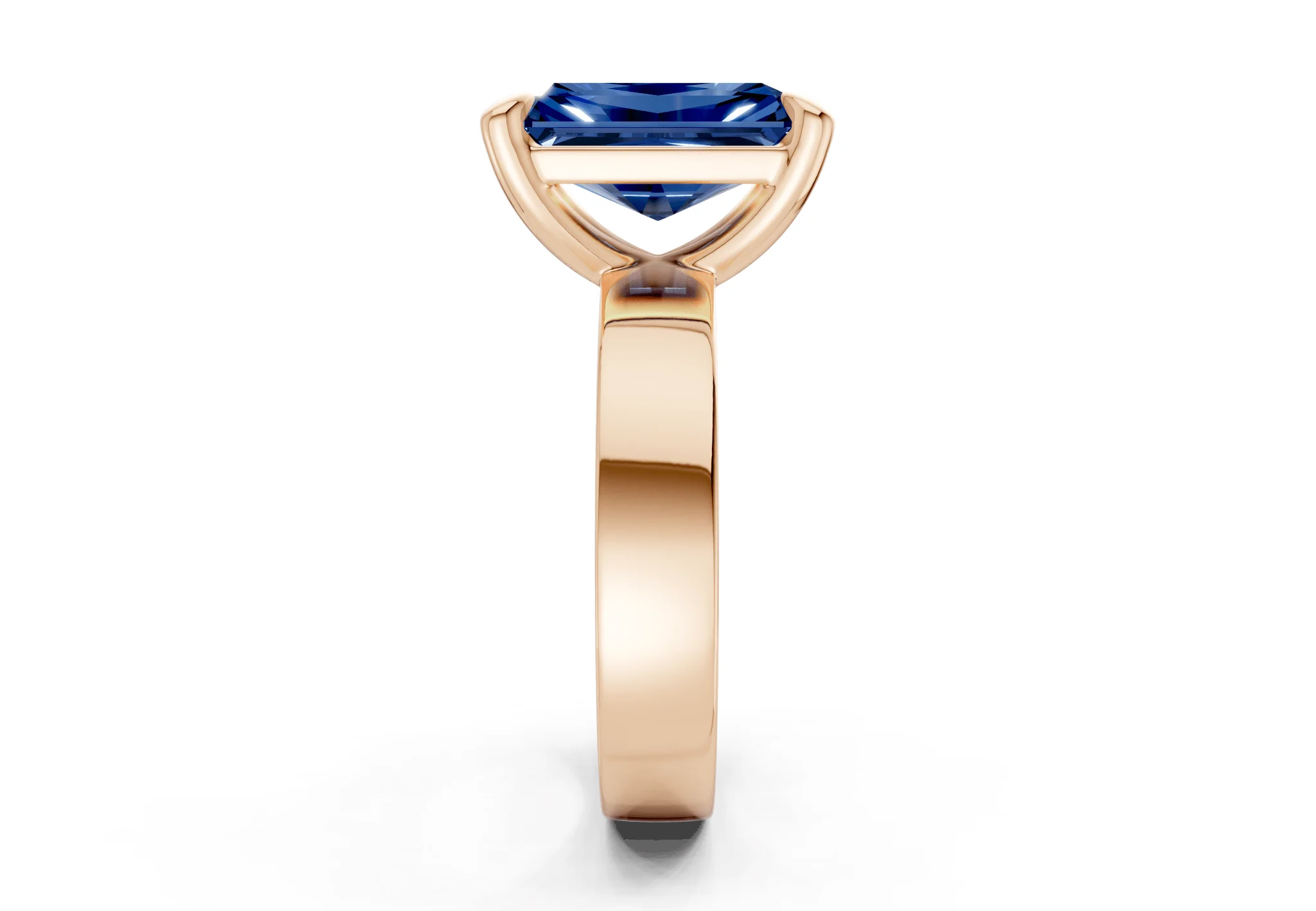 Cascade Sapphire Gemstone Solitaire Radiant Cut 4mm Engagement Ring - Image 6