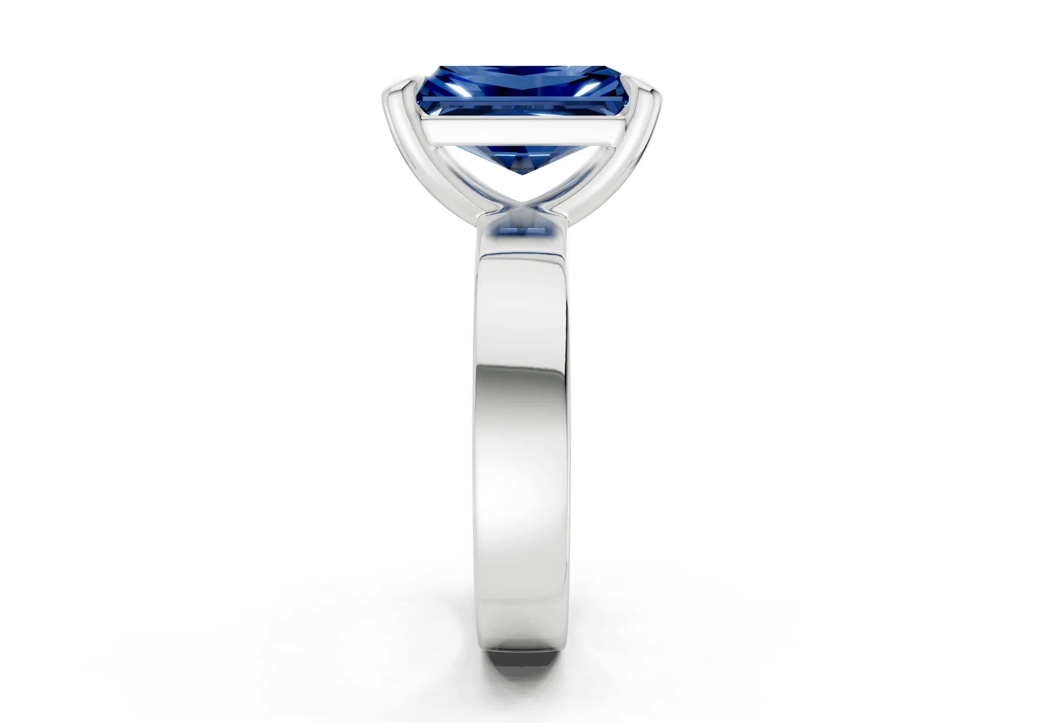 Cascade Sapphire Gemstone Solitaire Radiant Cut 4mm Engagement Ring - Image 9