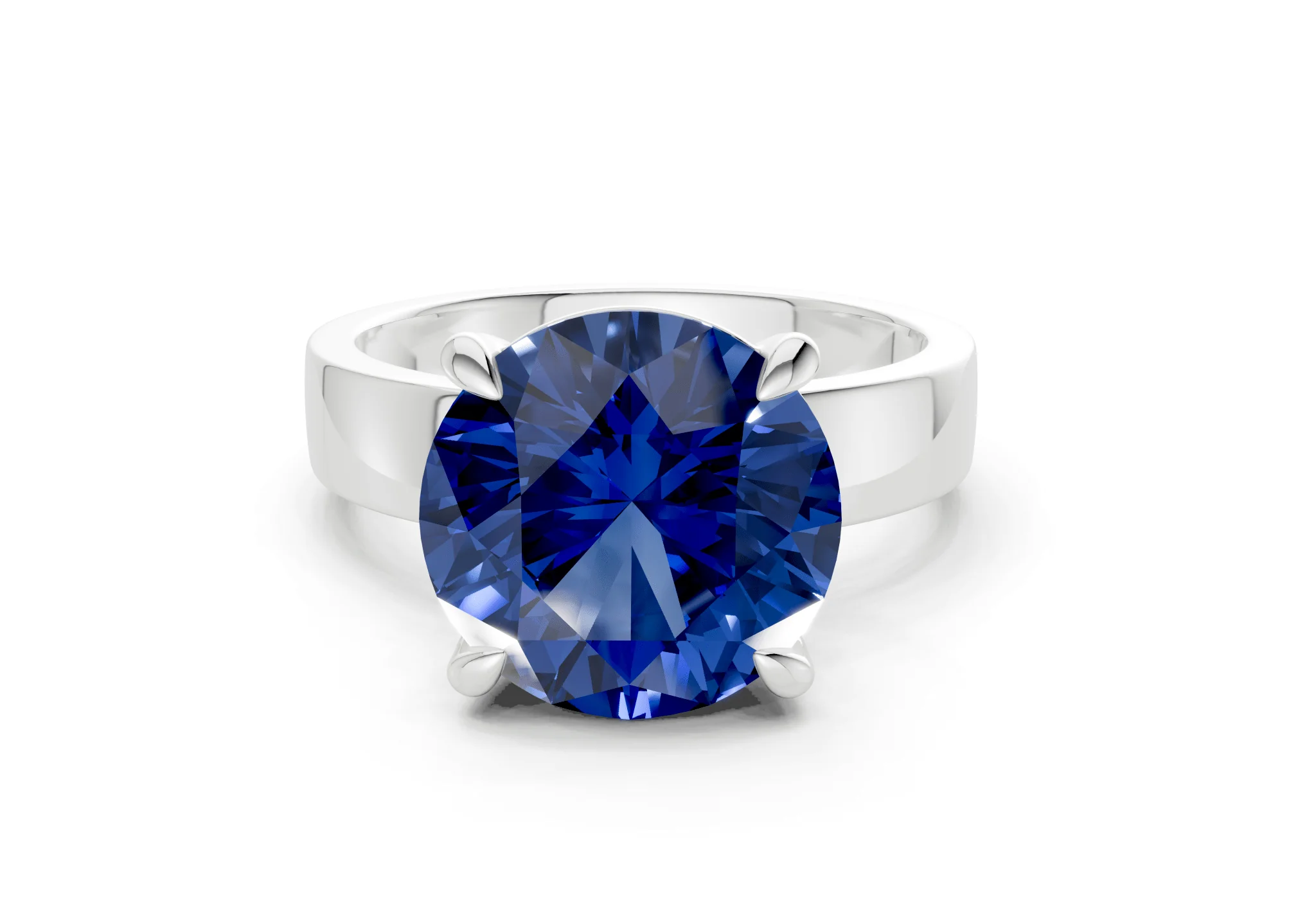 Cascade Sapphire Gemstone Solitaire Round Cut 4mm Engagement Ring - Image 7
