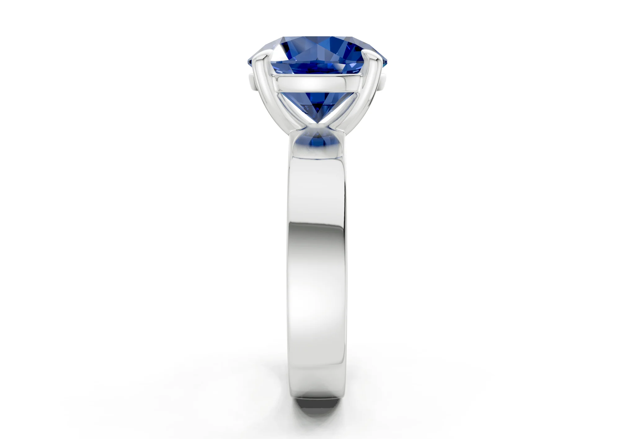 Cascade Sapphire Gemstone Solitaire Round Cut 4mm Engagement Ring - Image 9