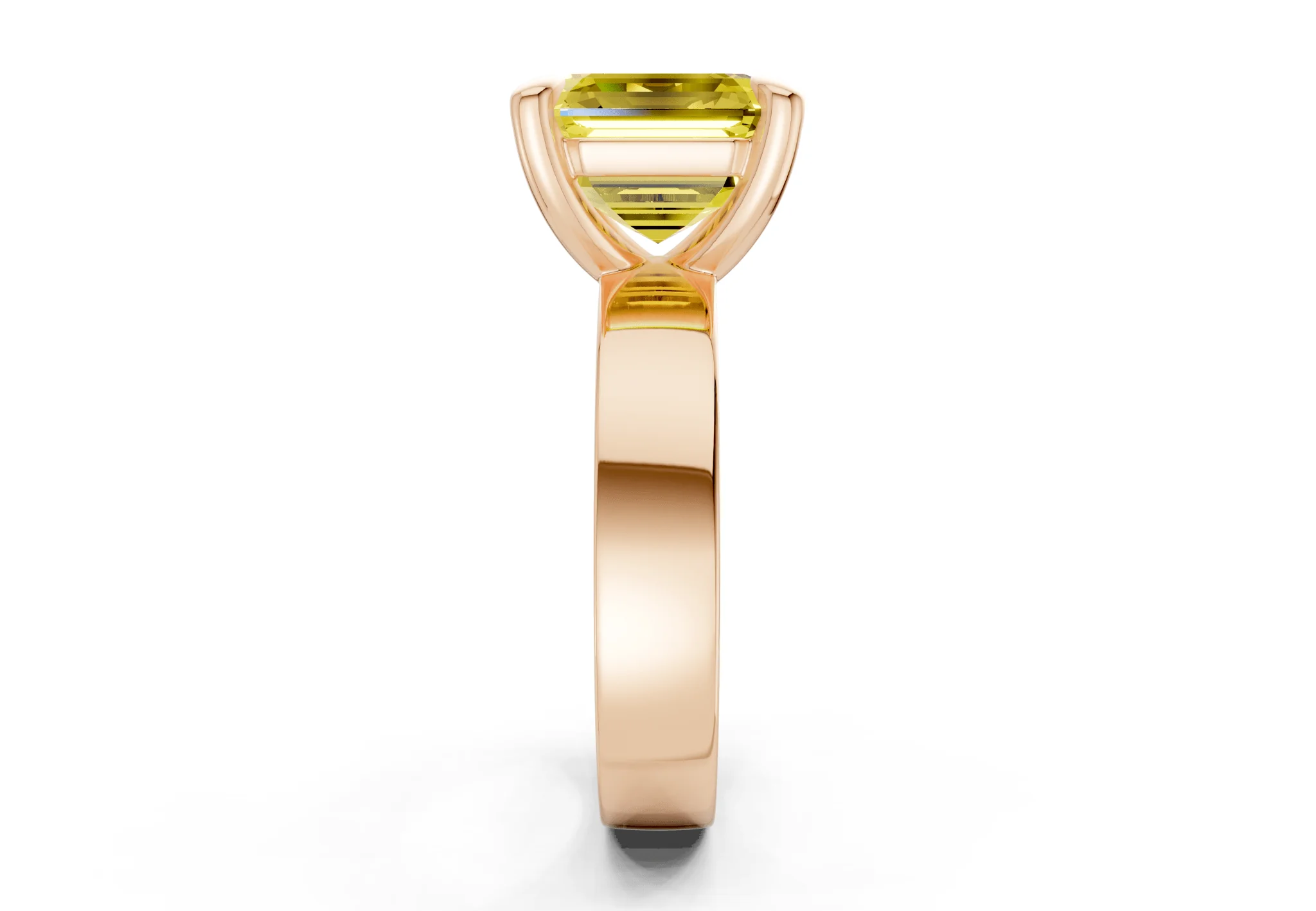 Cascade Yellow Diamond Solitaire Asscher Cut 4mm Engagement Ring - Image 6