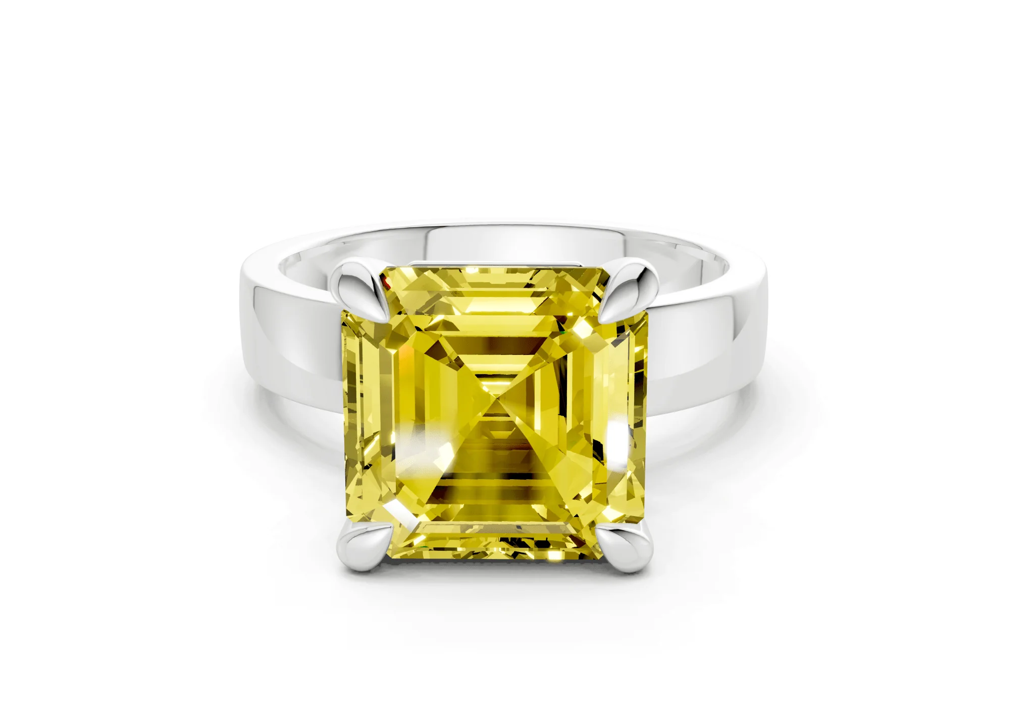 Cascade Yellow Diamond Solitaire Asscher Cut 4mm Engagement Ring - Image 7