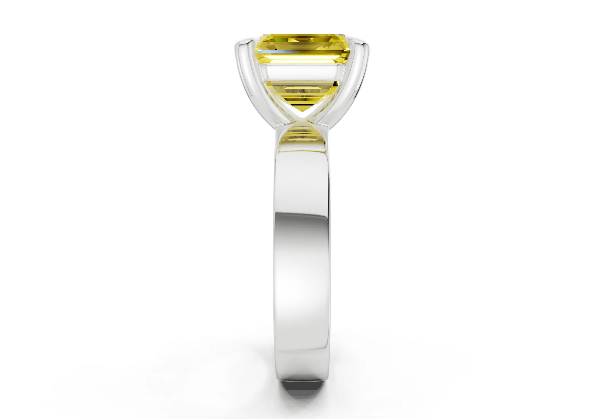 Cascade Yellow Diamond Solitaire Asscher Cut 4mm Engagement Ring - Image 9