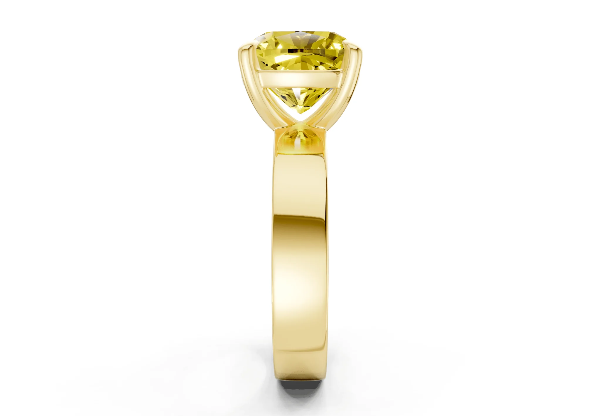Cascade Yellow Diamond Solitaire Cushion Squareuare Cut 4mm Engagement Ring - Image 3