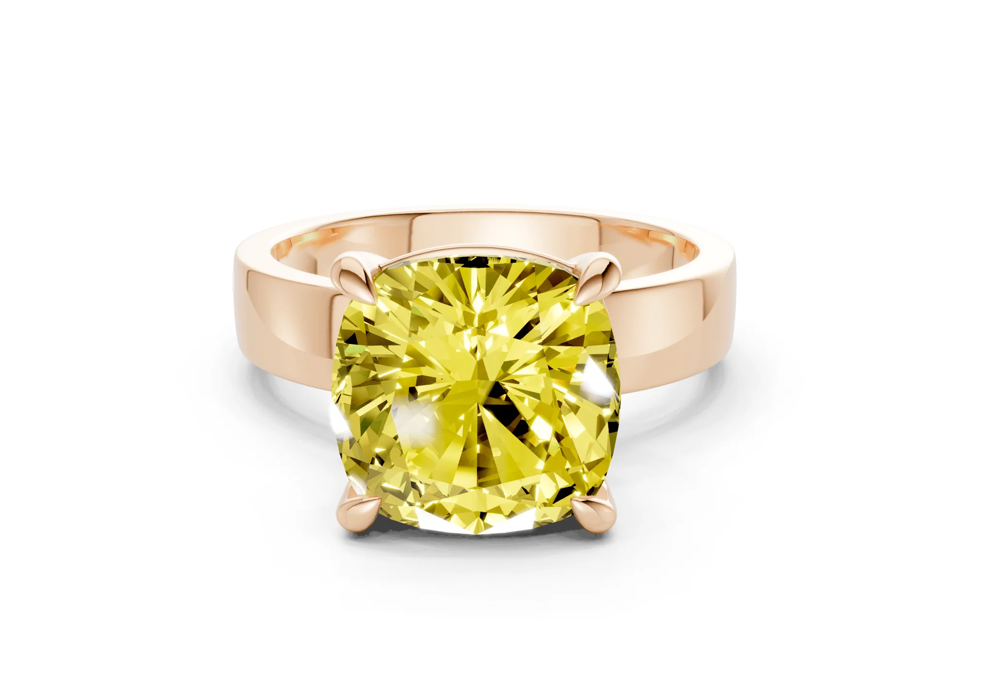 Cascade Yellow Diamond Solitaire Cushion Squareuare Cut 4mm Engagement Ring - Image 4