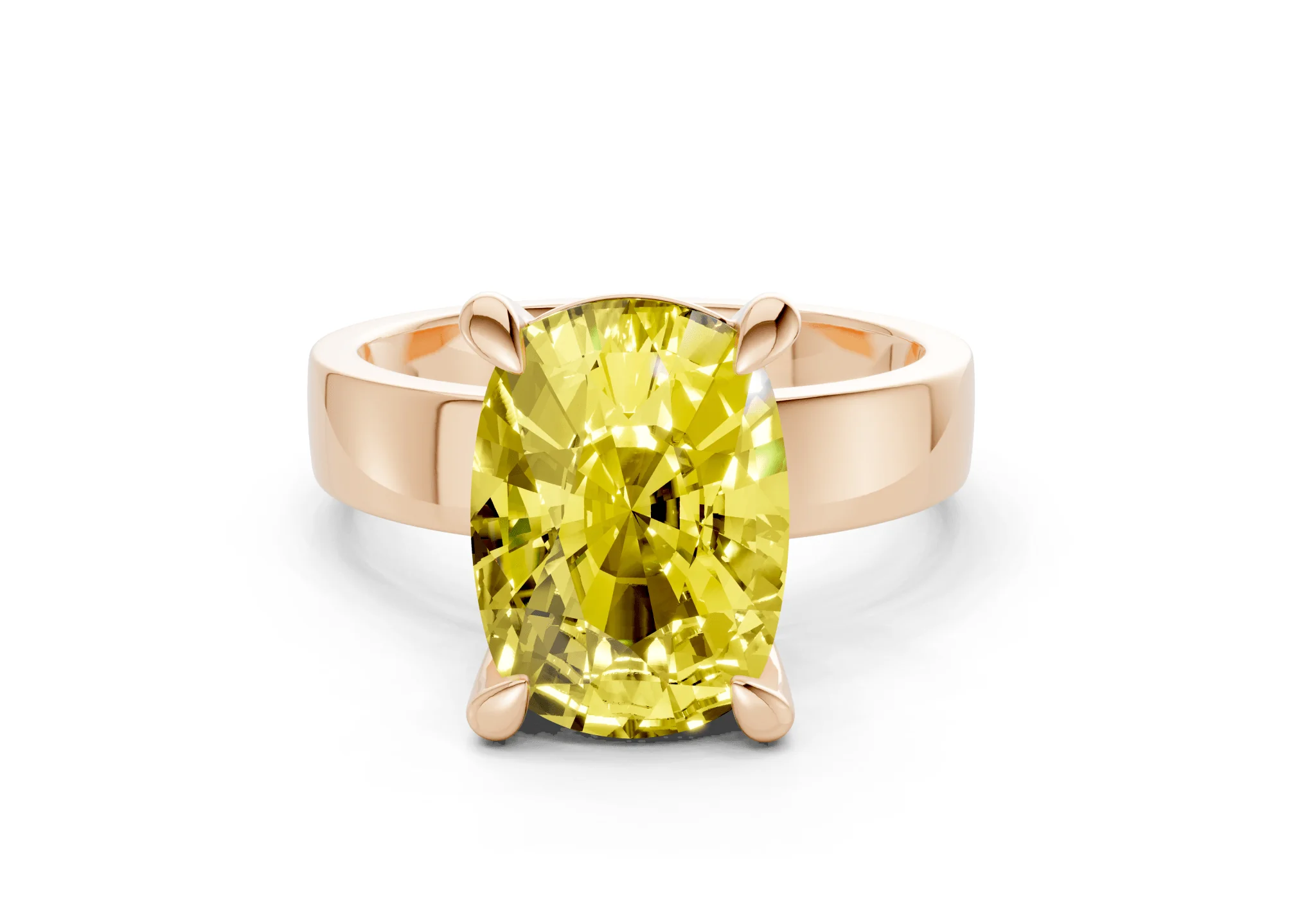 Cascade Yellow Diamond Solitaire Elongated Cushion Cut 4mm Engagement Ring - Image 4