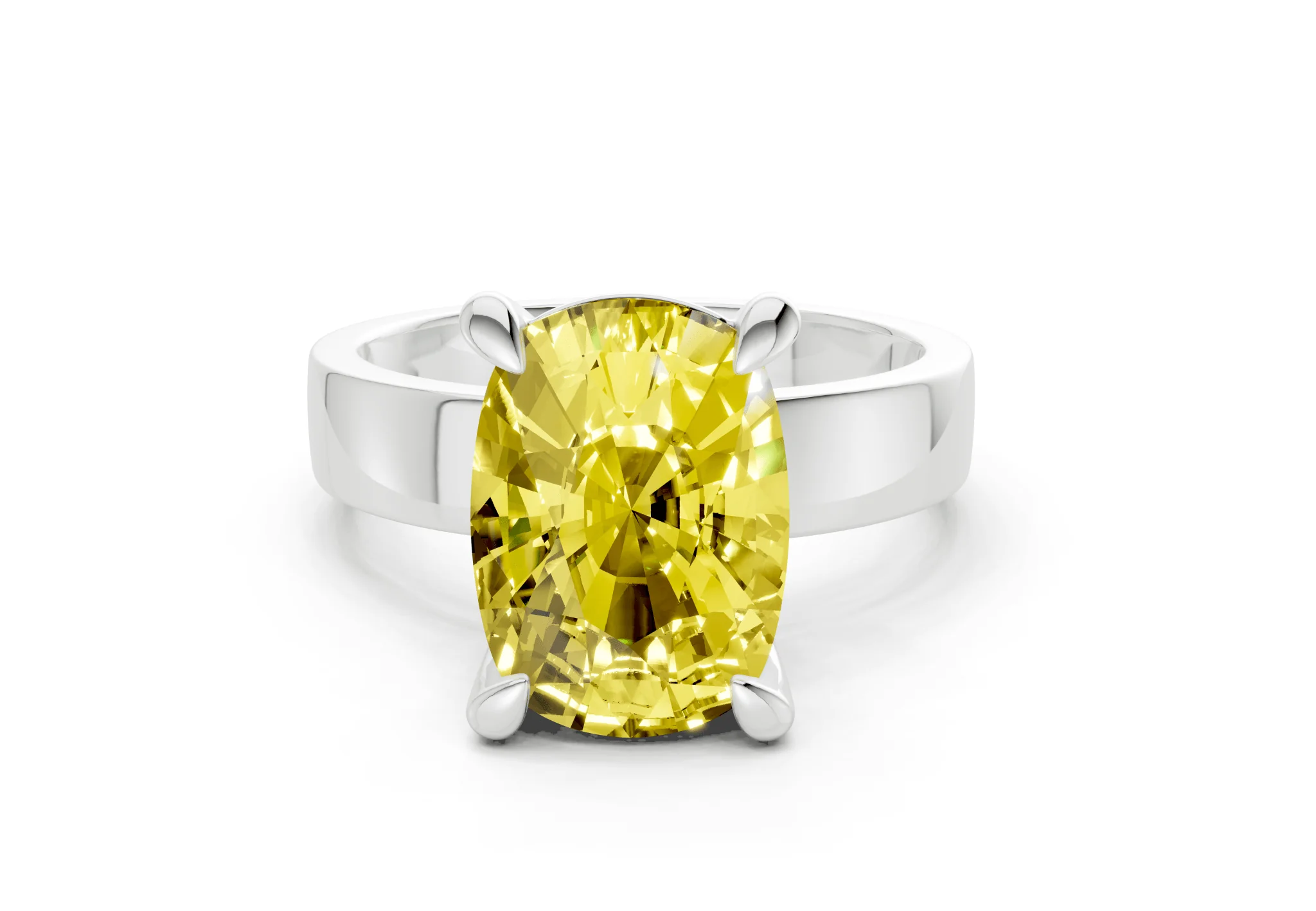 Cascade Yellow Diamond Solitaire Elongated Cushion Cut 4mm Engagement Ring - Image 7