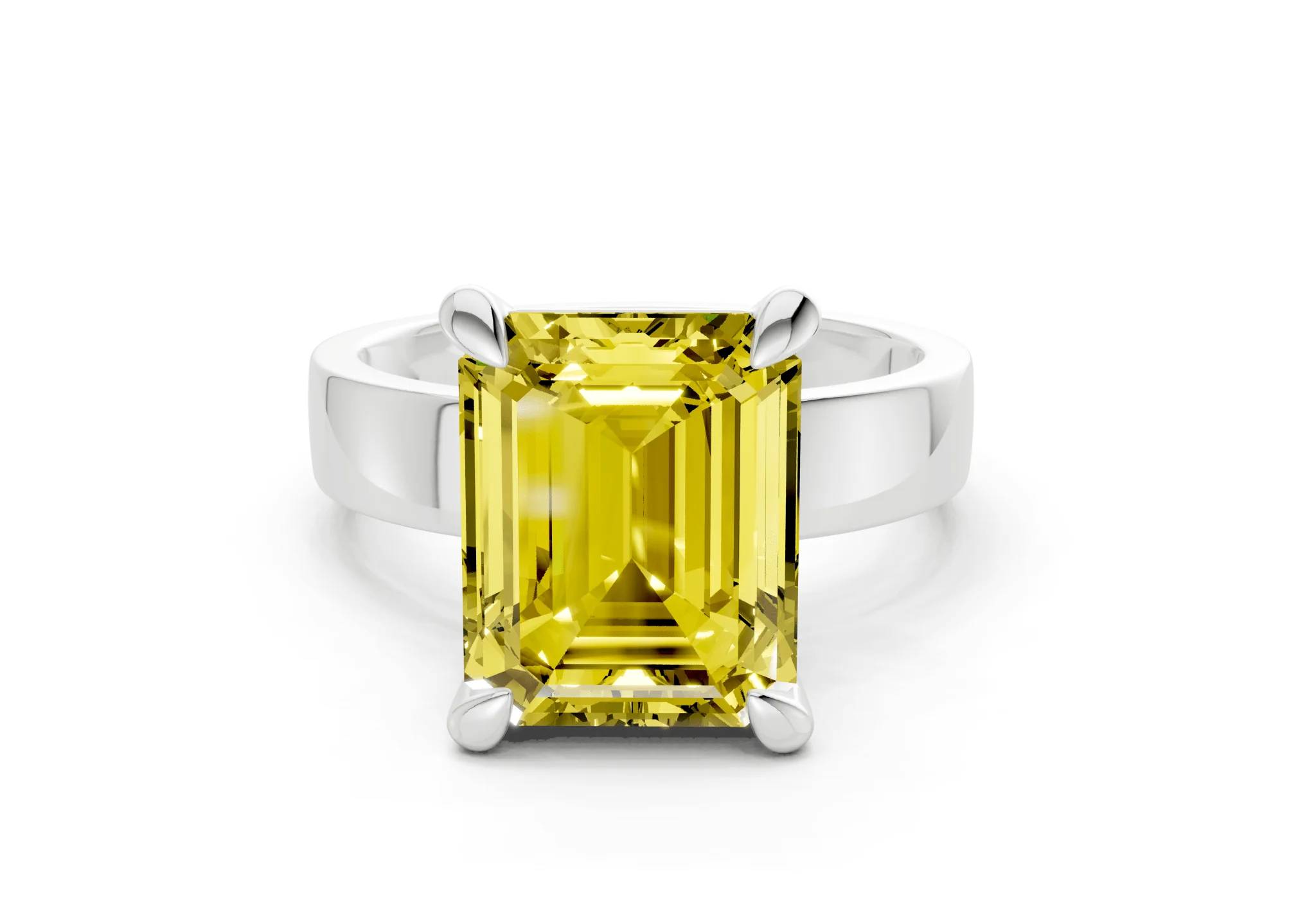 Cascade Yellow Diamond Solitaire Emerald Cut 4mm Engagement Ring - Image 7