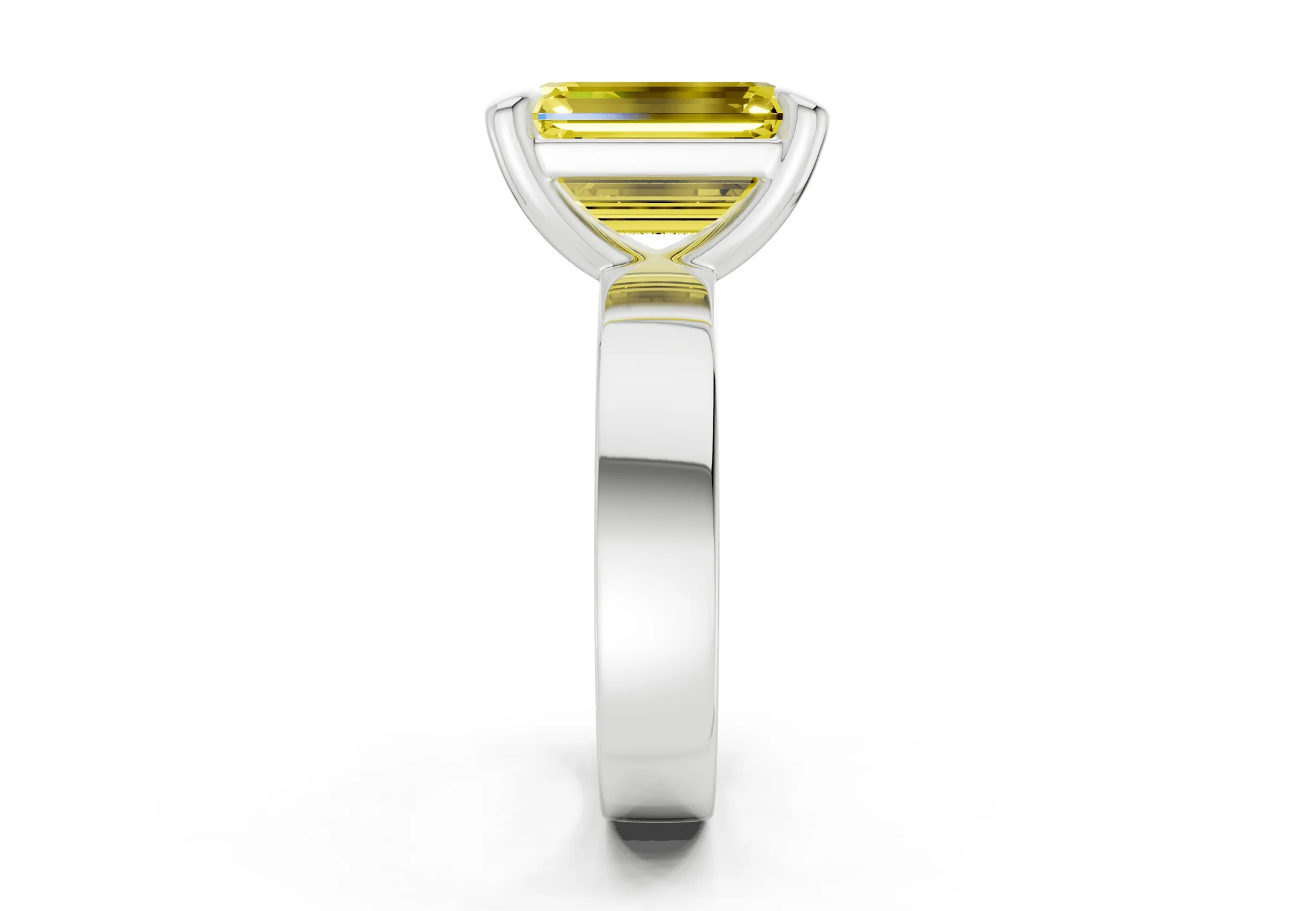 Cascade Yellow Diamond Solitaire Emerald Cut 4mm Engagement Ring - Image 9