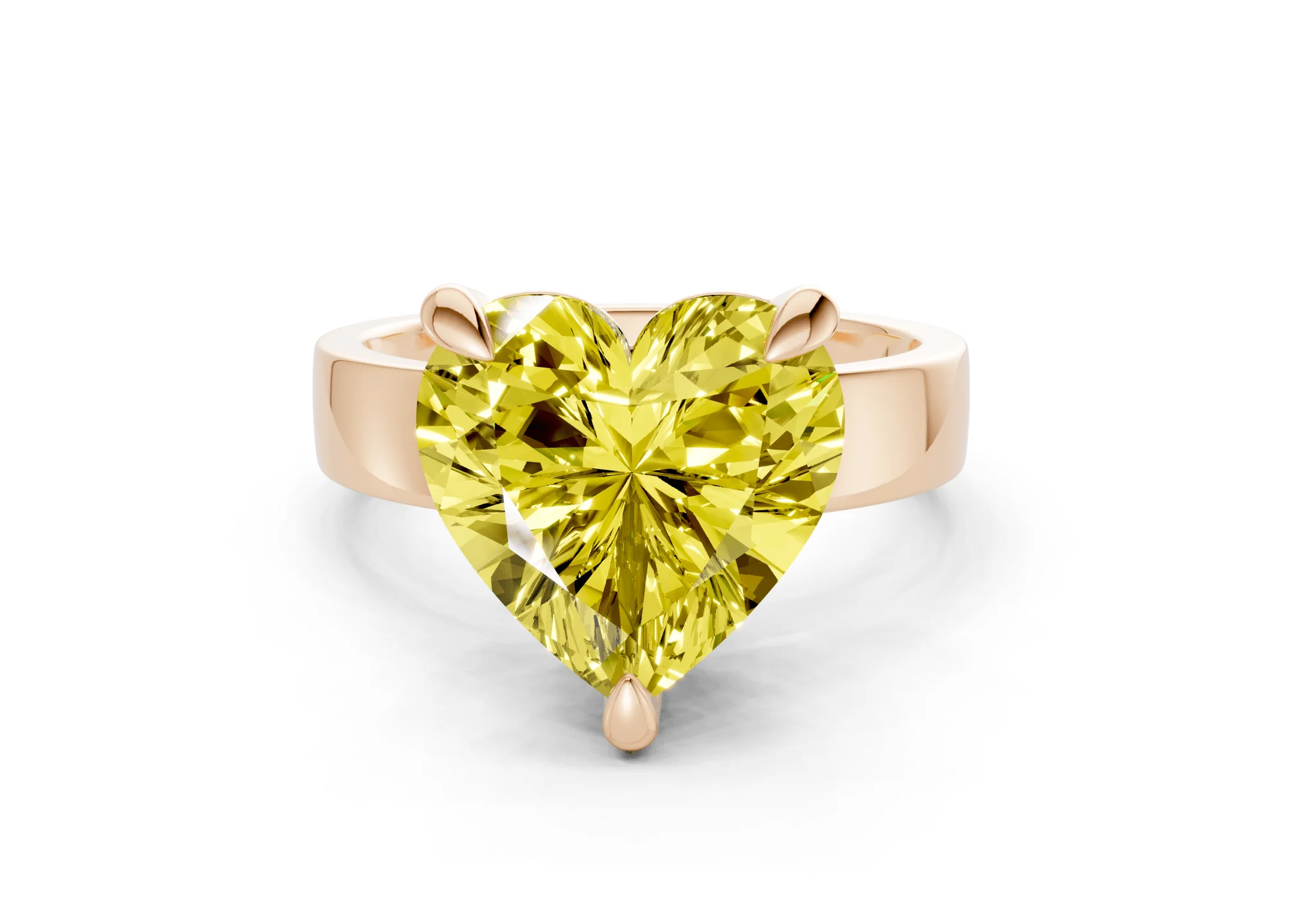 Cascade Yellow Diamond Solitaire Heart Cut 4mm Engagement Ring - Image 4
