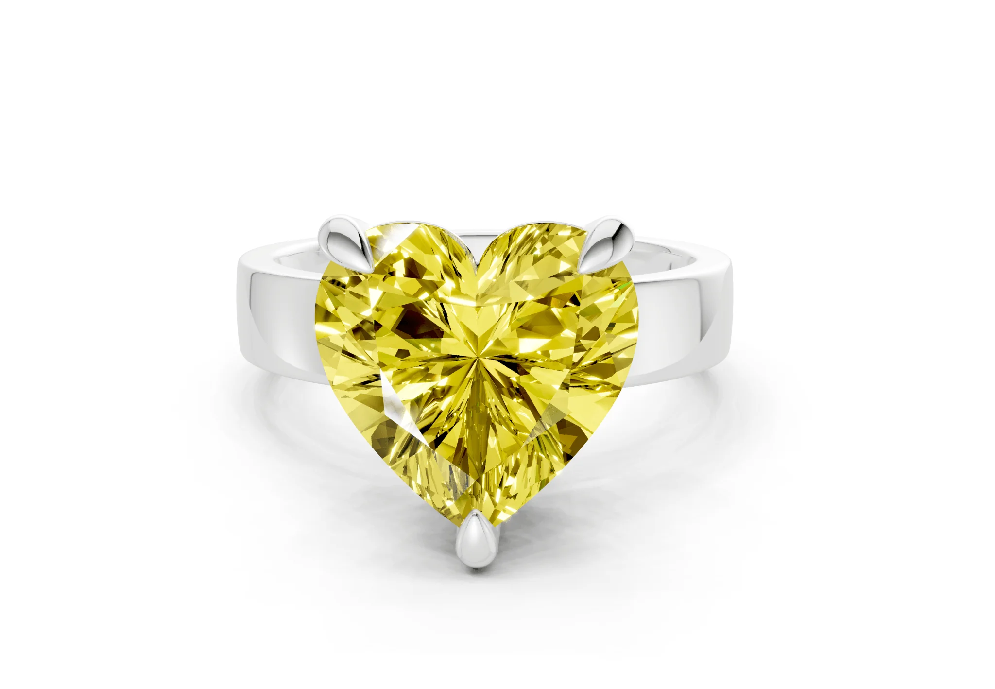 Cascade Yellow Diamond Solitaire Heart Cut 4mm Engagement Ring - Image 7