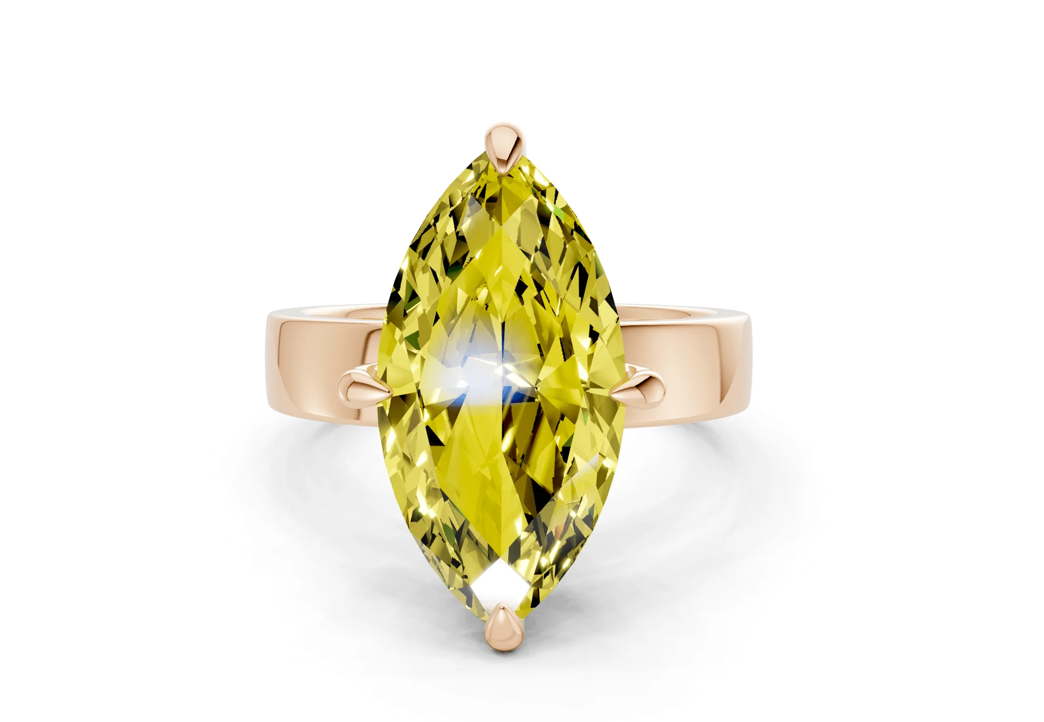 Cascade Yellow Diamond Solitaire Marquise Cut 4mm Engagement Ring - Image 4
