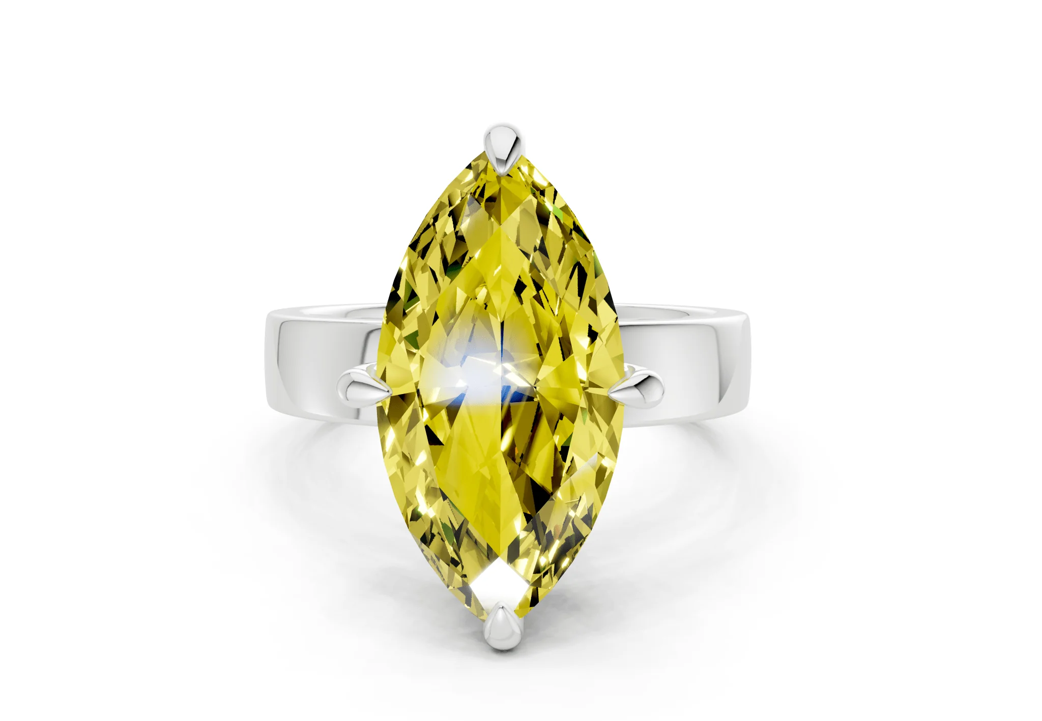 Cascade Yellow Diamond Solitaire Marquise Cut 4mm Engagement Ring - Image 7