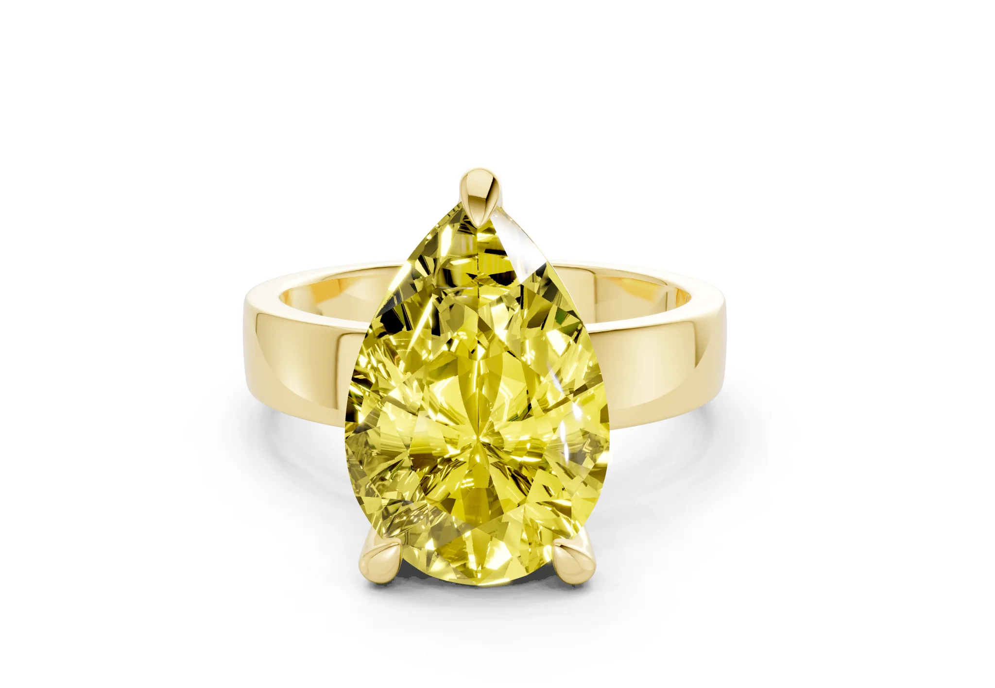 Cascade Yellow Diamond Solitaire Pear Cut 4mm Engagement Ring