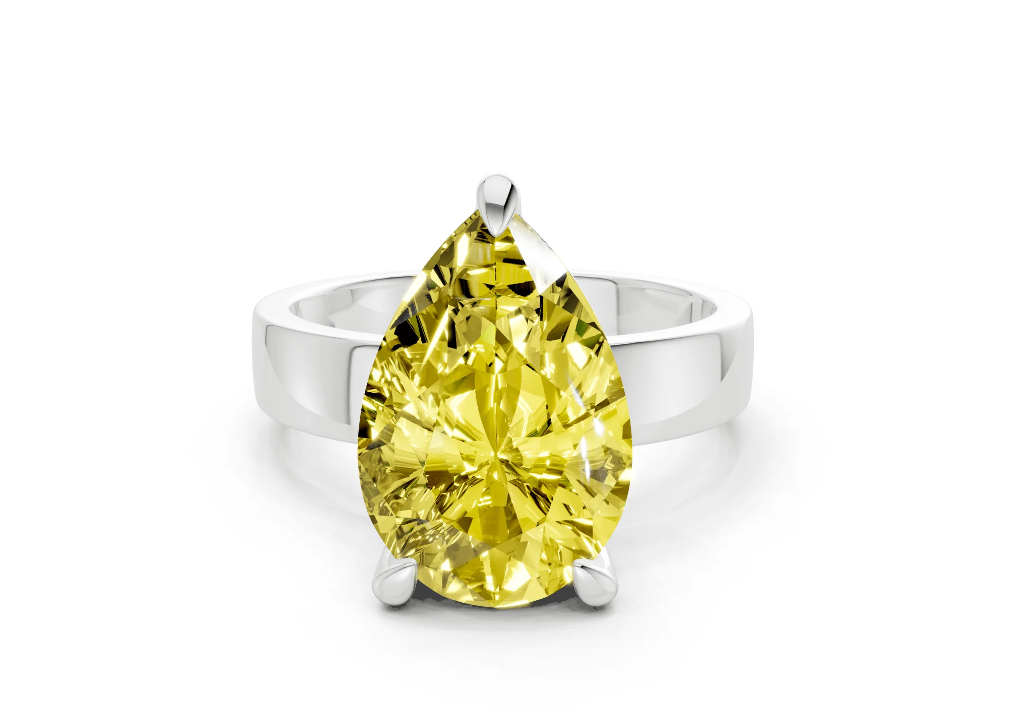 Cascade Yellow Diamond Solitaire Pear Cut 4mm Engagement Ring - Image 7