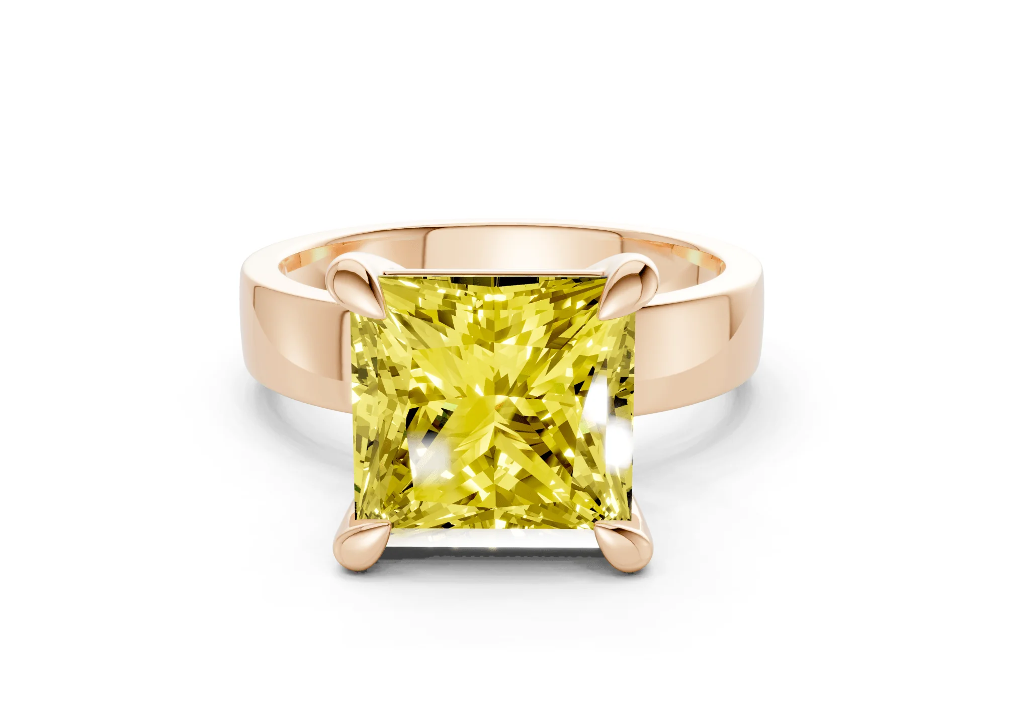 Cascade Yellow Diamond Solitaire Princess Cut 4mm Engagement Ring - Image 4