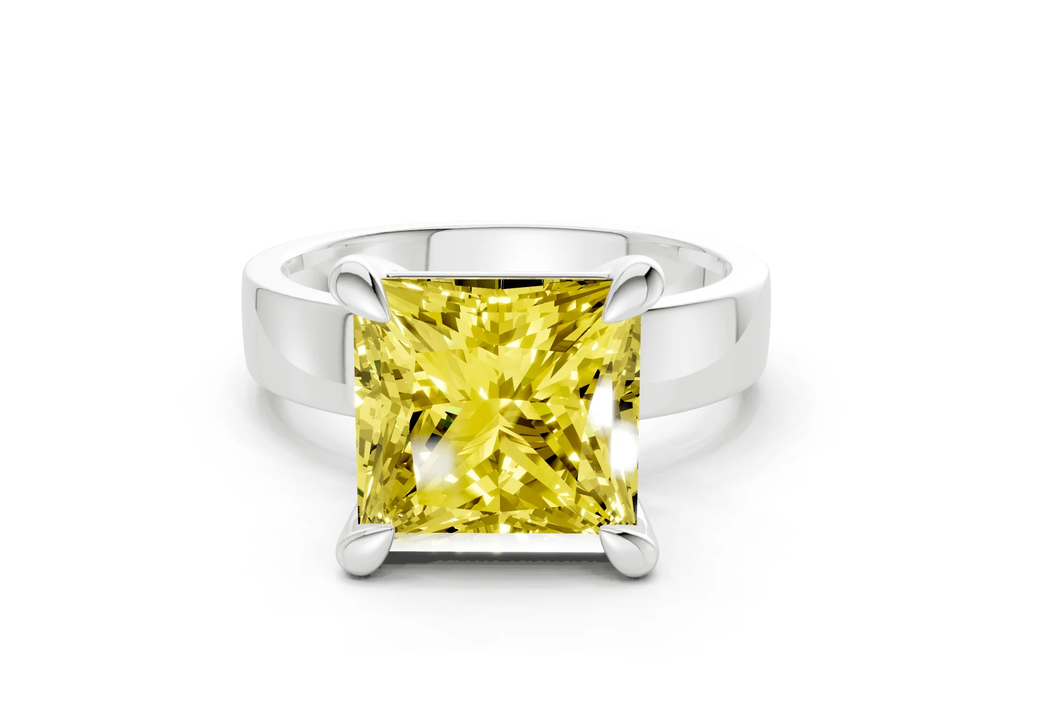 Cascade Yellow Diamond Solitaire Princess Cut 4mm Engagement Ring - Image 7