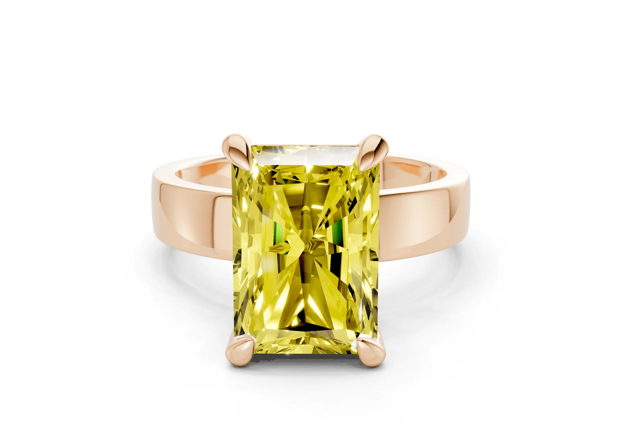 Cascade Yellow Diamond Solitaire Radiant Cut 4mm Engagement Ring - Image 4