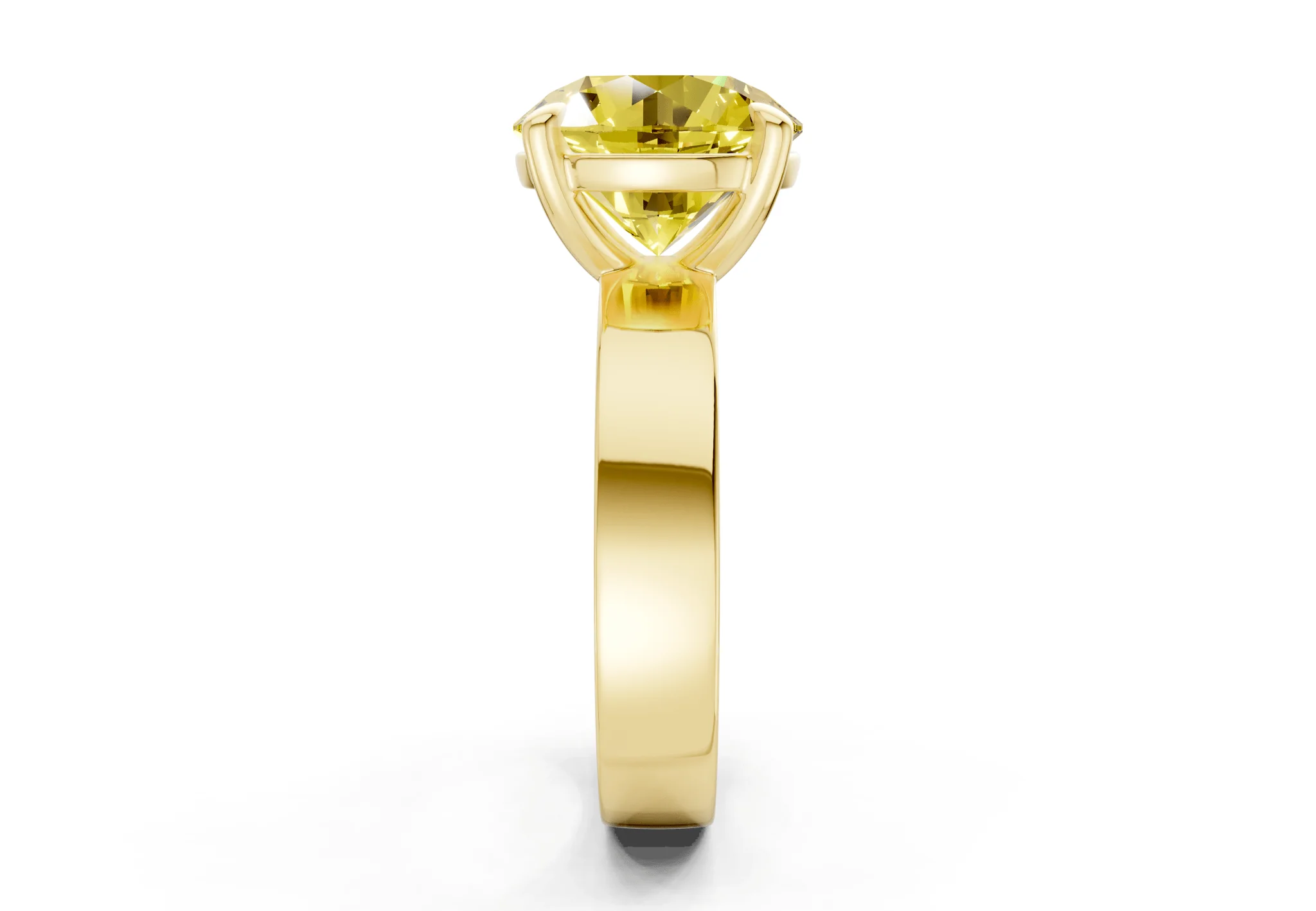 Cascade Yellow Diamond Solitaire Round Cut 4mm Engagement Ring - Image 3