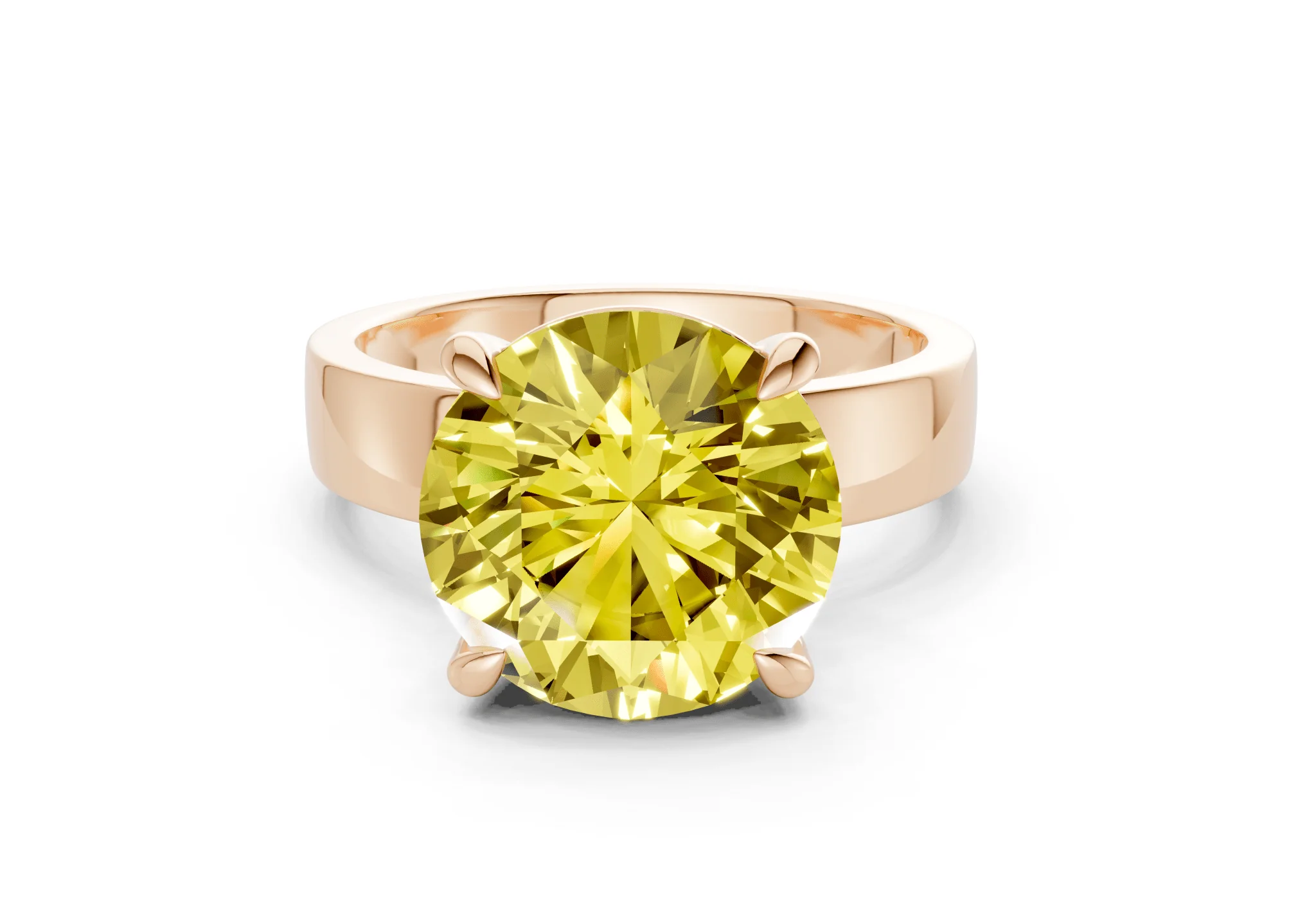 Cascade Yellow Diamond Solitaire Round Cut 4mm Engagement Ring - Image 4