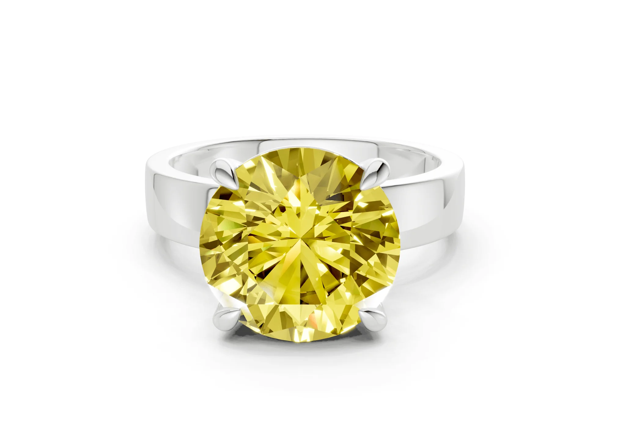 Cascade Yellow Diamond Solitaire Round Cut 4mm Engagement Ring - Image 7