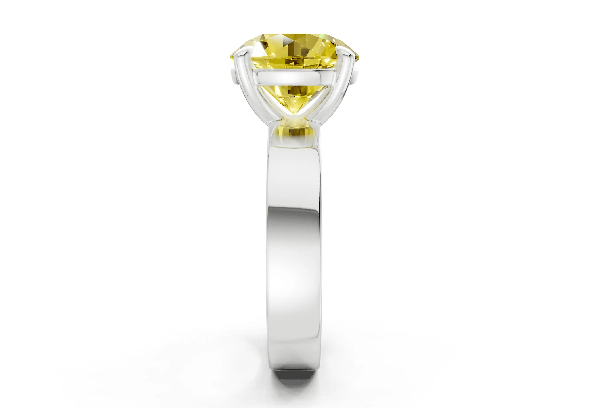 Cascade Yellow Diamond Solitaire Round Cut 4mm Engagement Ring - Image 9