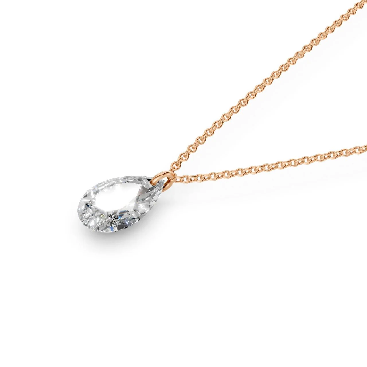 Floating Pear Diamond Necklace - Image 8