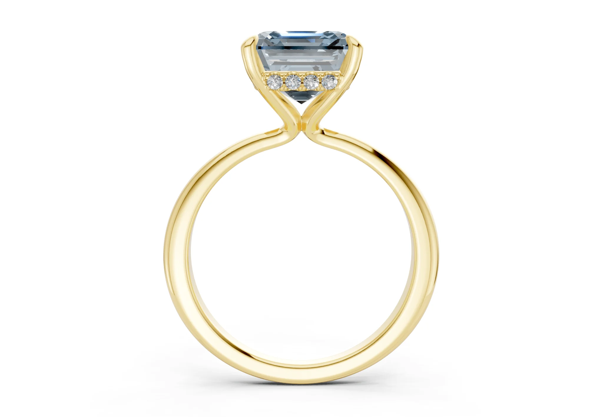 Marlowe Blue Diamond Solitaire Asscher Cut 1.6mm Engagement Ring - Image 2