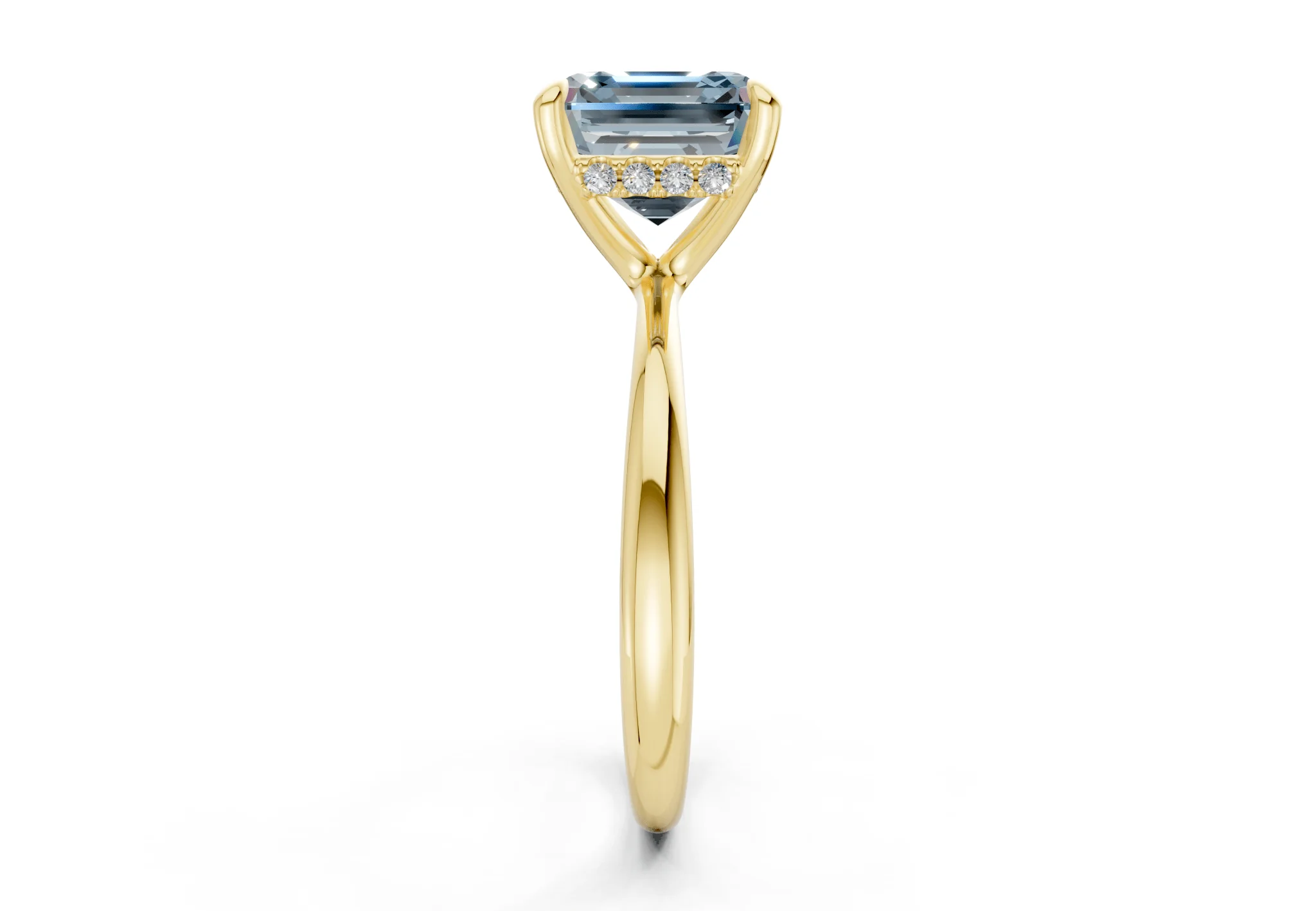 Marlowe Blue Diamond Solitaire Asscher Cut 1.6mm Engagement Ring - Image 3