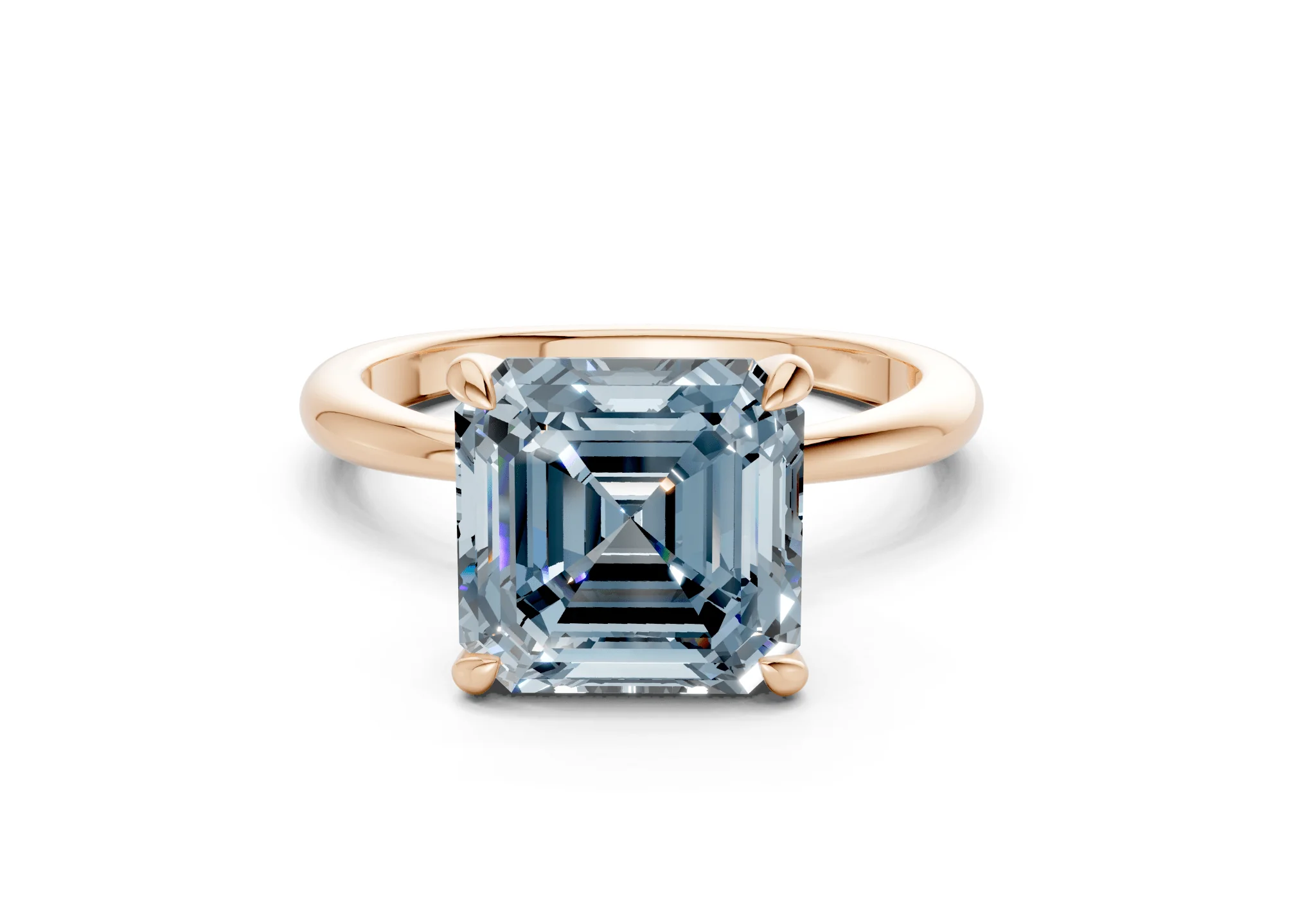 Marlowe Blue Diamond Solitaire Asscher Cut 1.6mm Engagement Ring - Image 4