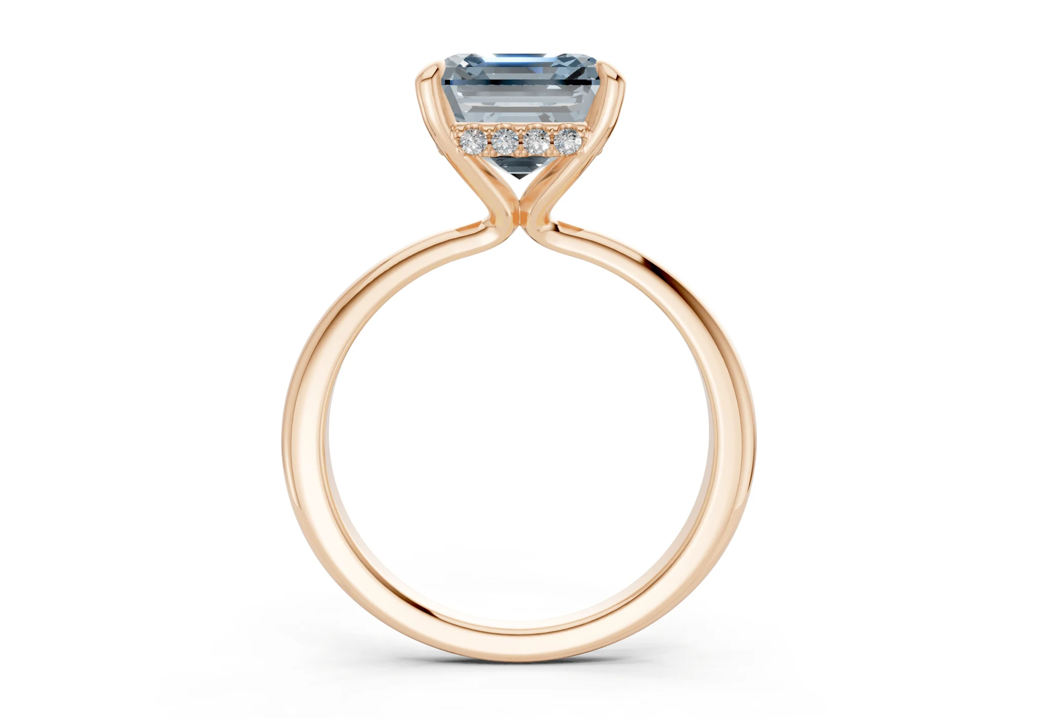 Marlowe Blue Diamond Solitaire Asscher Cut 1.6mm Engagement Ring - Image 5