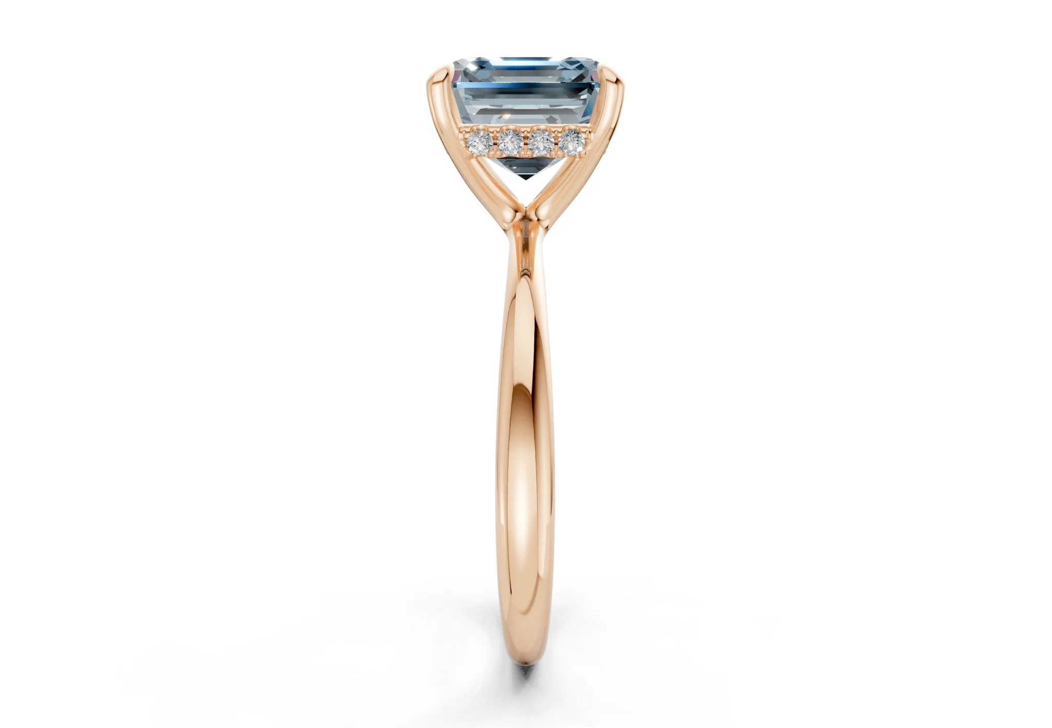 Marlowe Blue Diamond Solitaire Asscher Cut 1.6mm Engagement Ring - Image 6
