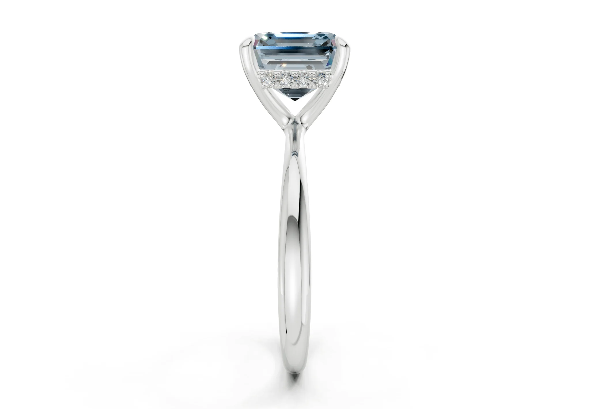 Marlowe Blue Diamond Solitaire Asscher Cut 1.6mm Engagement Ring - Image 9