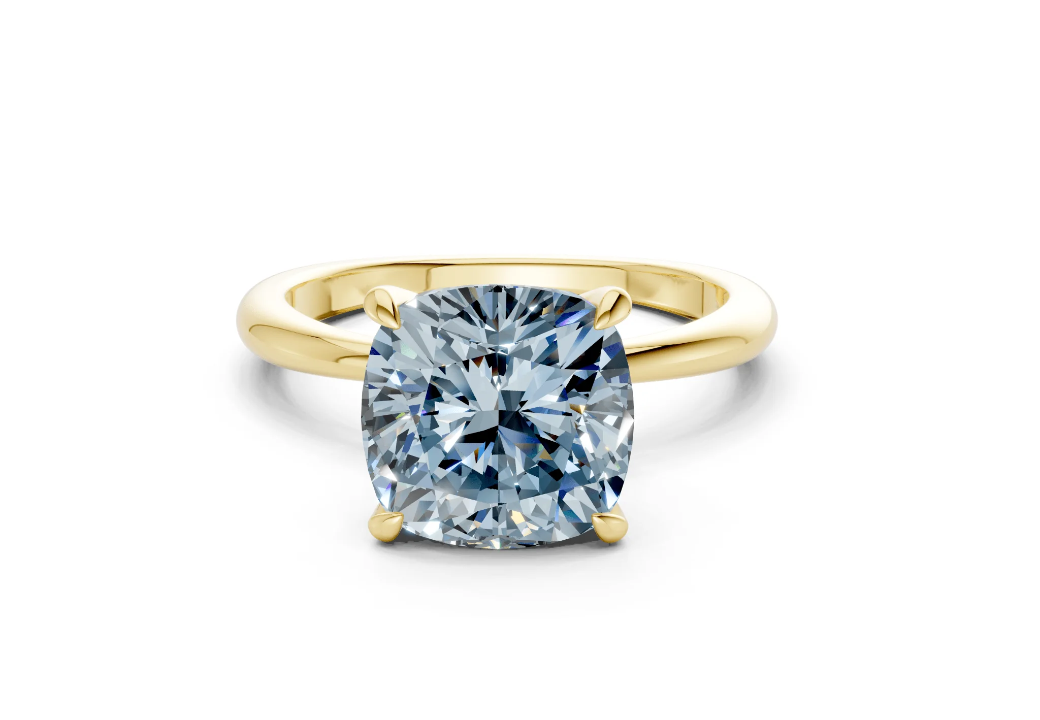Marlowe Blue Diamond Solitaire Cushion Squareuare Cut 1.6mm Engagement Ring