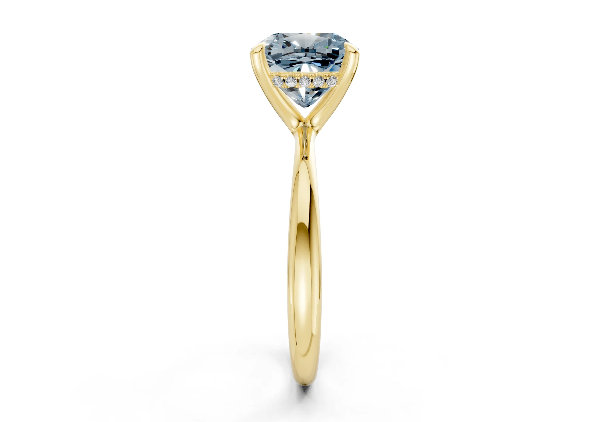 Marlowe Blue Diamond Solitaire Cushion Squareuare Cut 1.6mm Engagement Ring - Image 3