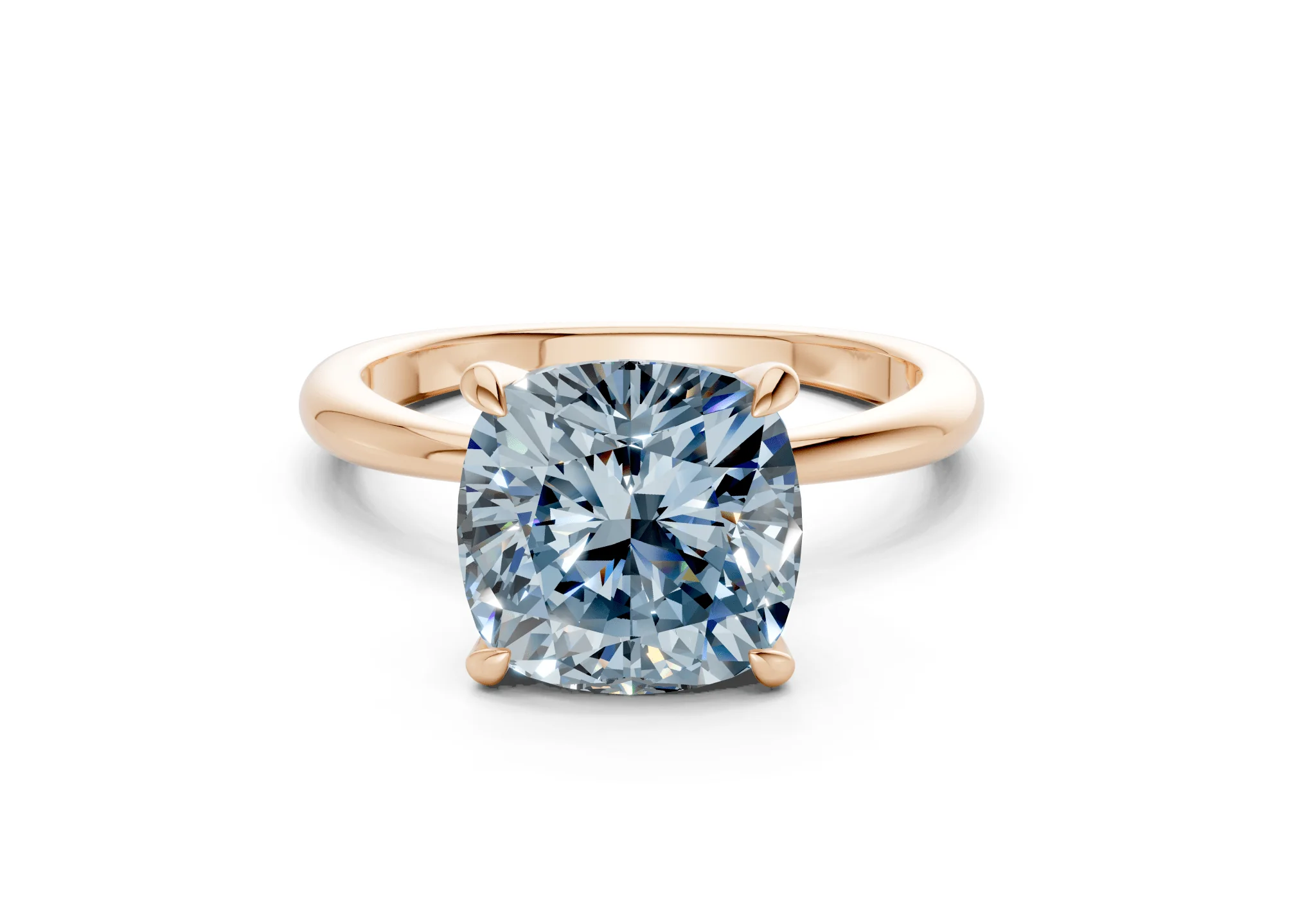 Marlowe Blue Diamond Solitaire Cushion Squareuare Cut 1.6mm Engagement Ring - Image 4